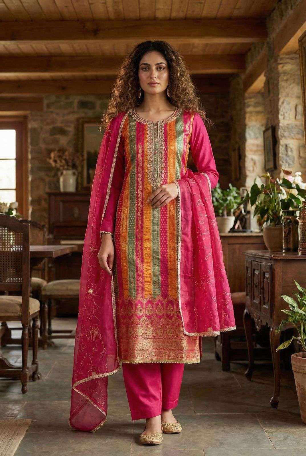 SINOYA BY ASLIWHOLESALE JACQUARD WITH HANDWORK STITCHED DRESSES - 00150