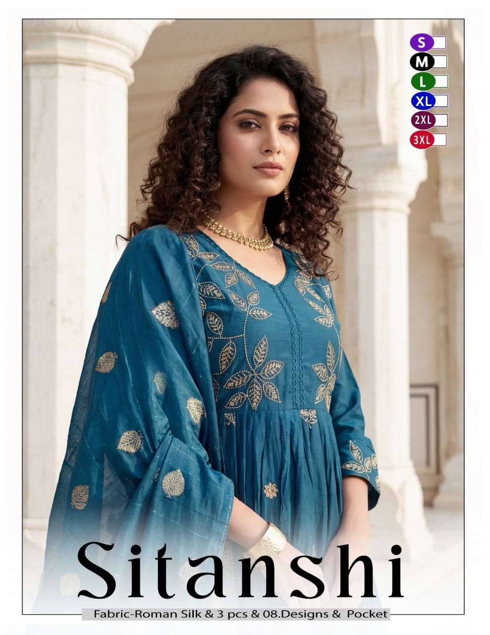 SITANSHI BY ASLIWHOLESALE ROMAN EMBROIDERY ALIA-CUT ANARKALI DRESSES-00320