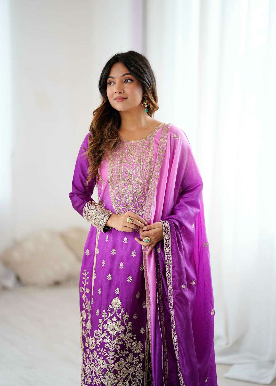SP-36 BY ASLIWHOLESALE CHINON SILK EMBROIDERY STITCHED DRESSES - 00242