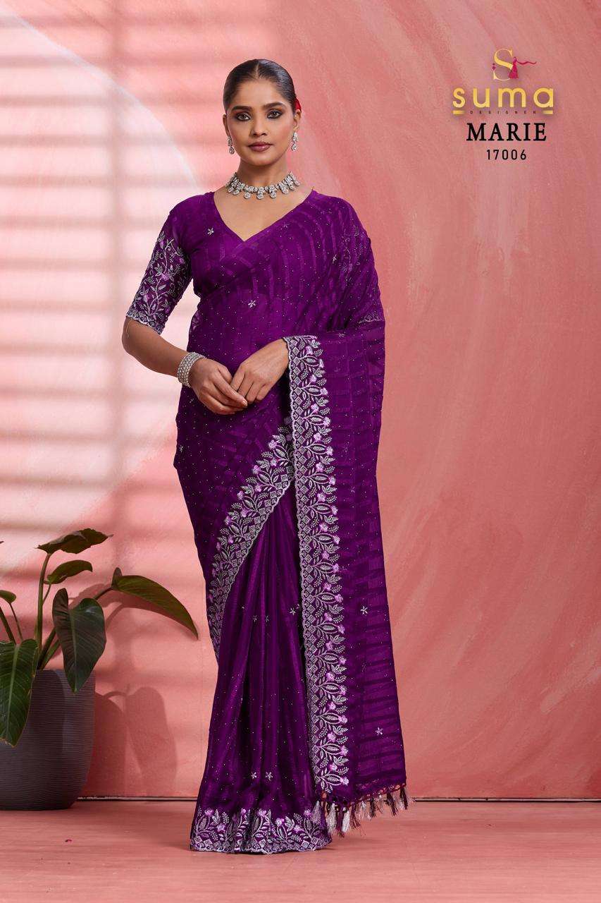SUMA MARIE 17001 TO 17006 SERIES PURE CHIFFON SAREES-00137