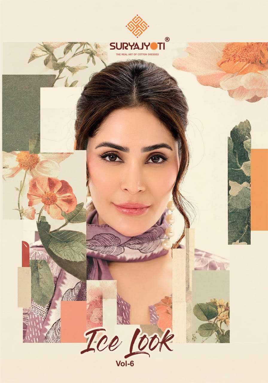 SURYAJYOTI ICE LOOK VOL-6 6001 TO 6010 SERIES COTTON PREMIUM PRINTED SUIT-00015
