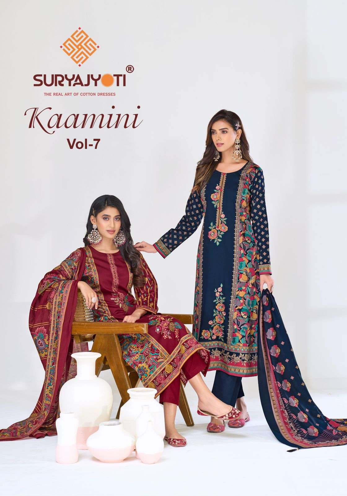 SURYAJYOTI KAAMINI VOL-7 7001 TO 7006 SERIES COTTON PREMIUM PRINTED DRESESS-00015