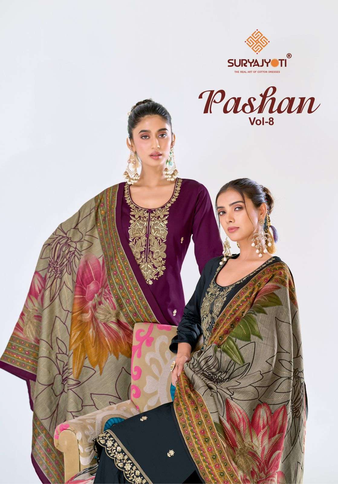 SURYAJYOTI PASHAN VOL-8 8001 TO 8006 SERIES JAAM SATIN PRINTED DRESSES-00015