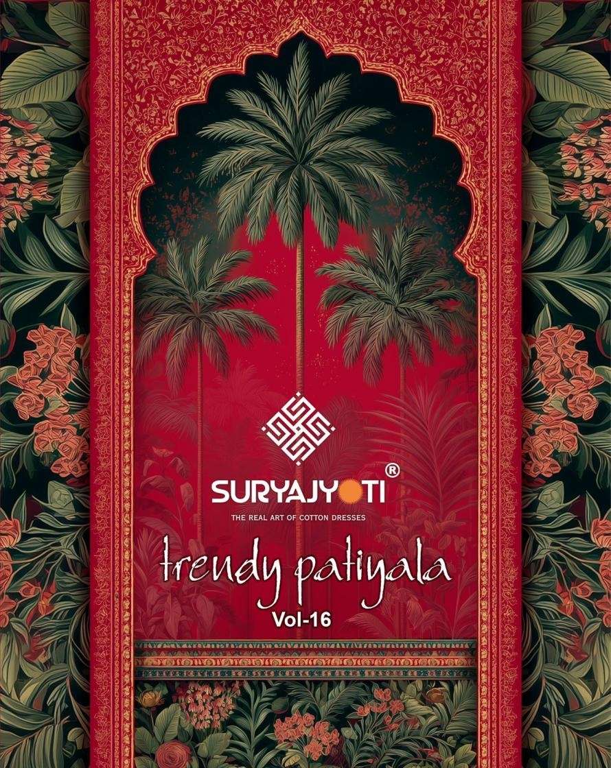 SURYAJYOTI TRENDY PATIYALA VOL-16 16001 TO 16020 SERIES COTTON PRINTED PATIYALA SUITS-00201