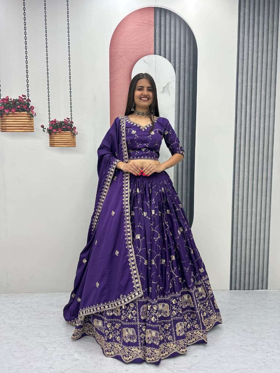 TAPI-318 BY ASLIWHOLESALE DESIGNER PURE SILK LEHENGAS-00185