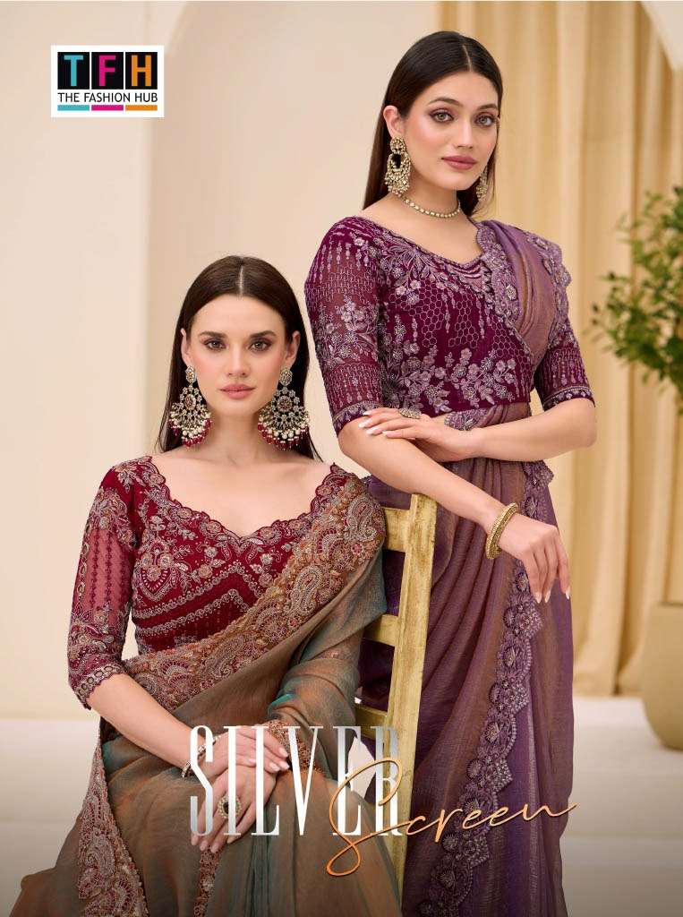 TFH SILVER SCREEN VOL-23 33001 TO 33018 SERIES FANCY WORK SAREES-00137