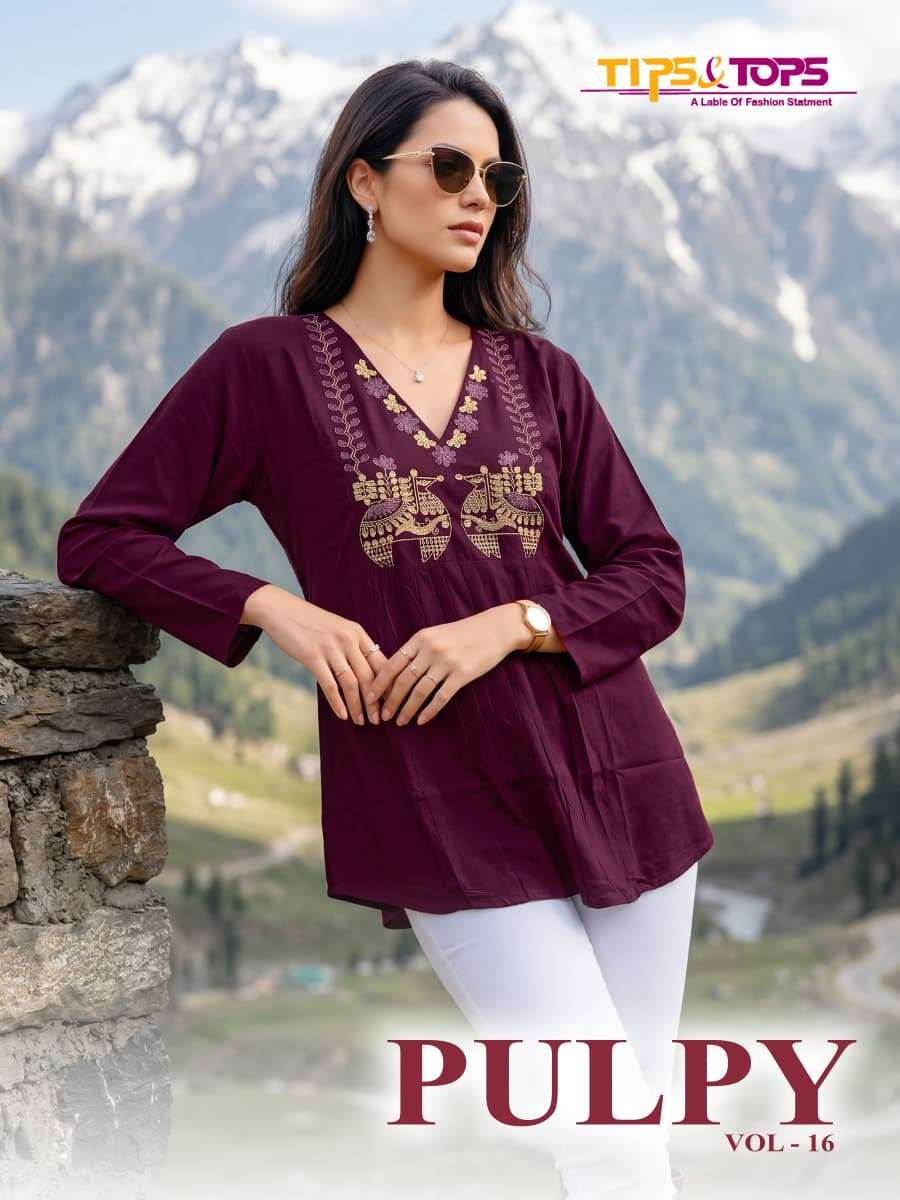 TIPS AND TOPS PULPY VOL-16 1001 TO 1008 SERIES PURE RAYON TUNICS-00014