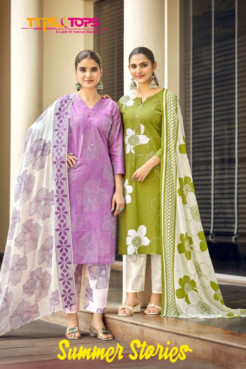 TIPS AND TOPS SUMMER STORIES 1001 TO 1006 SERIES PURE COTTON PRINTED DRESSES-00014