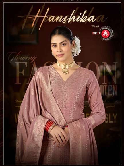 TRIPLE A HANSHIKA VOL-05 LIGHT 19101 TO 19106 SERIES PURE MUSLIN JACQUARD DRESSES-00028