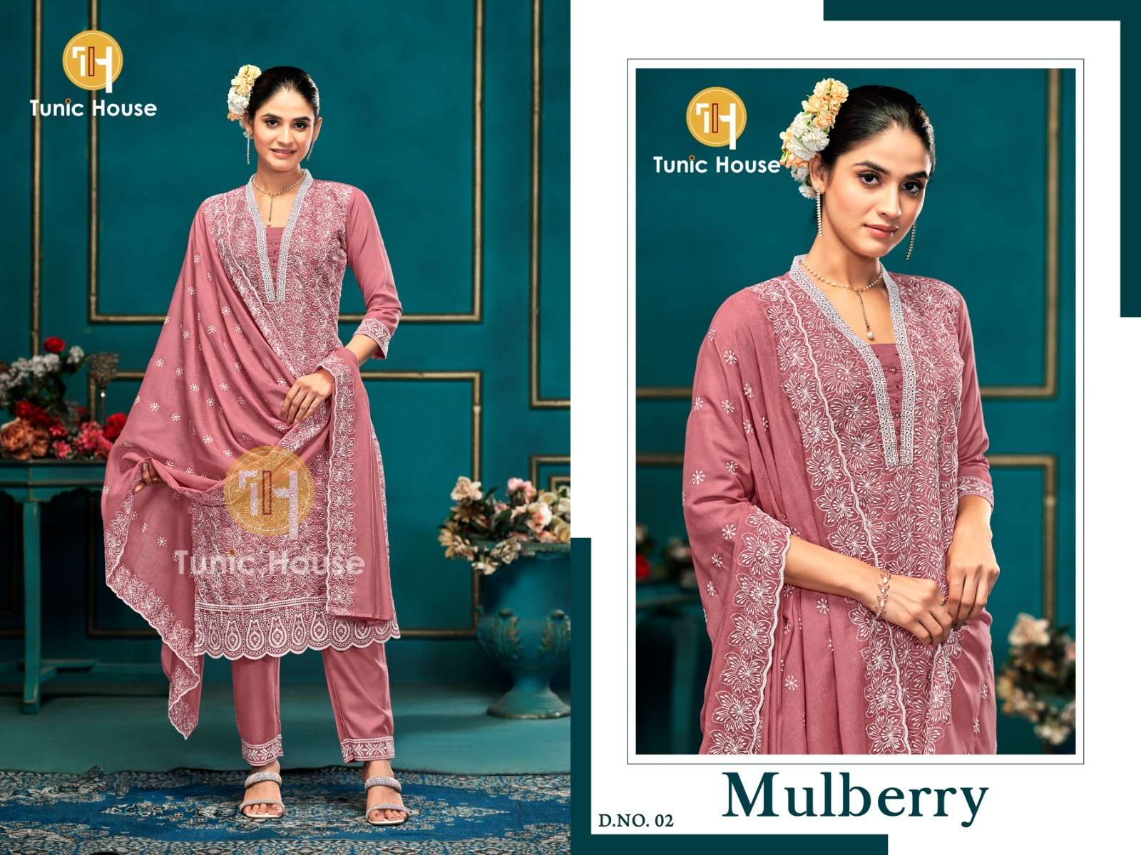 TUNIC HOUSE MULBERRY COTTON PREMIUM STITCHED PAKISTANI SUIT SET-00074