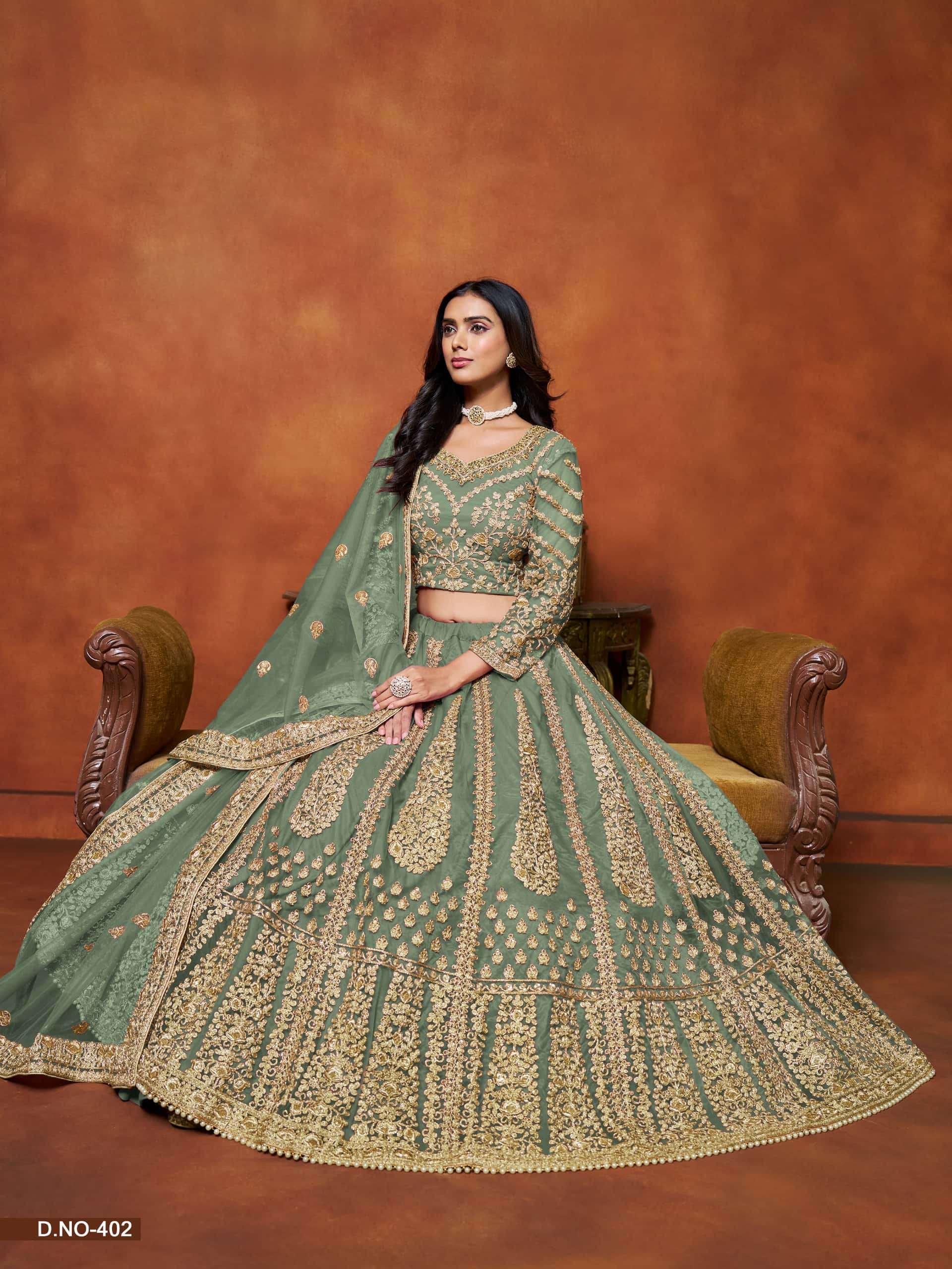 TWISHA MEHVISH VOL-04 401 TO 404 SERIES PURE NET EMBROIDERY LEHENGAS-00274
