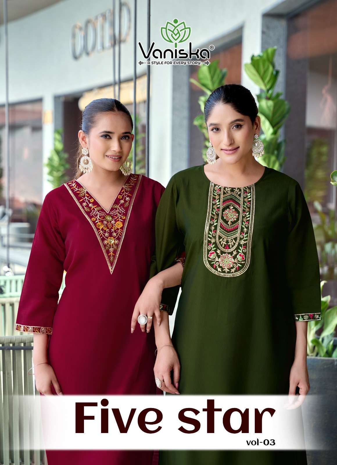 VANISKA FASHION FIVE STAR VOL-03 3001 TO 3008 SERIES PURE SILK KURTIS-00014