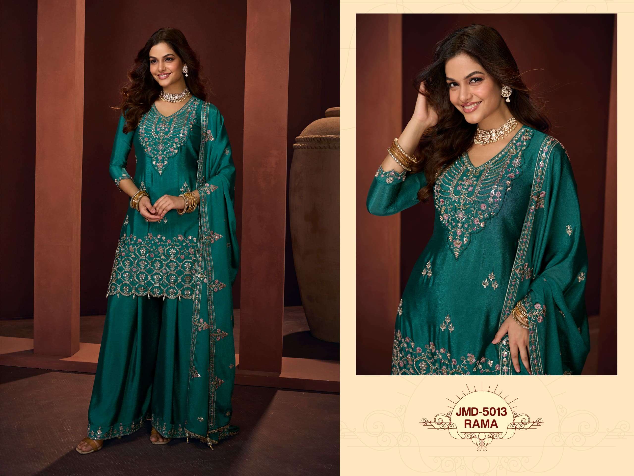 VOUCH FASHION JMD-5013 COLOURS PURE CHINON LINING DRESSES-00028