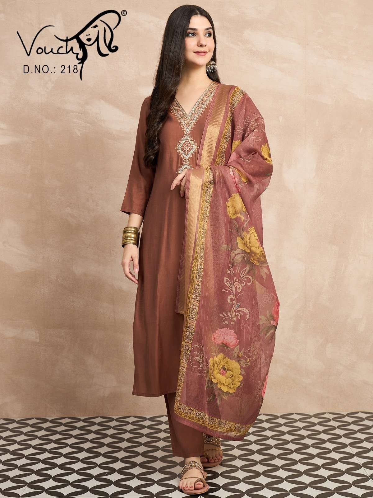 VOUCH FASHION PREMIUM COLLECTION VOL-01 213 TO 220 SERIES PURE ROMAN SILK EMBRODIERY DRESSES-00028