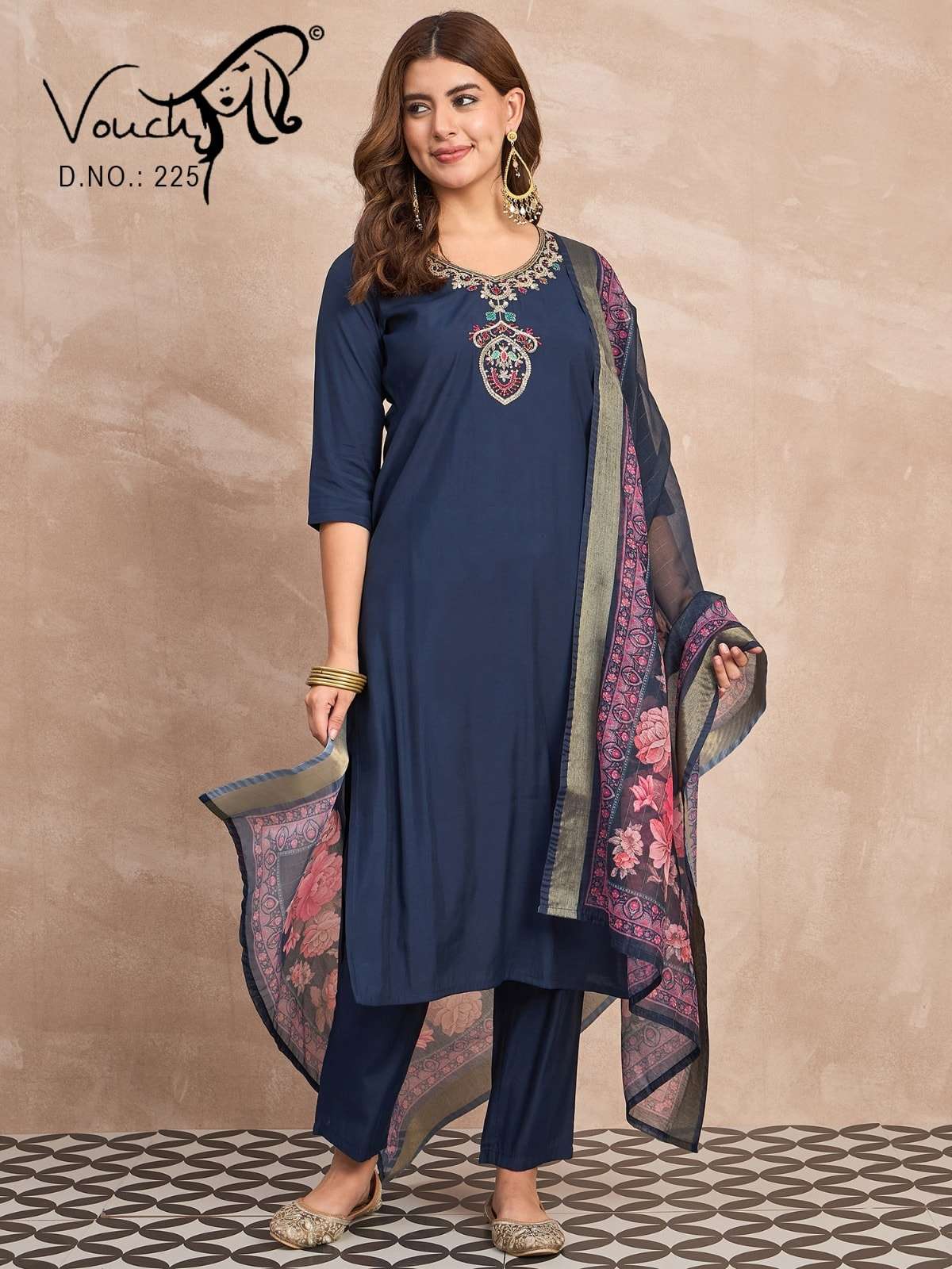 VOUCH FASHION PREMIUM COLLECTION VOL-02 221 TO 230 SERIES PURE ROMAN SILK EMBRODIERY DRESSES-00028