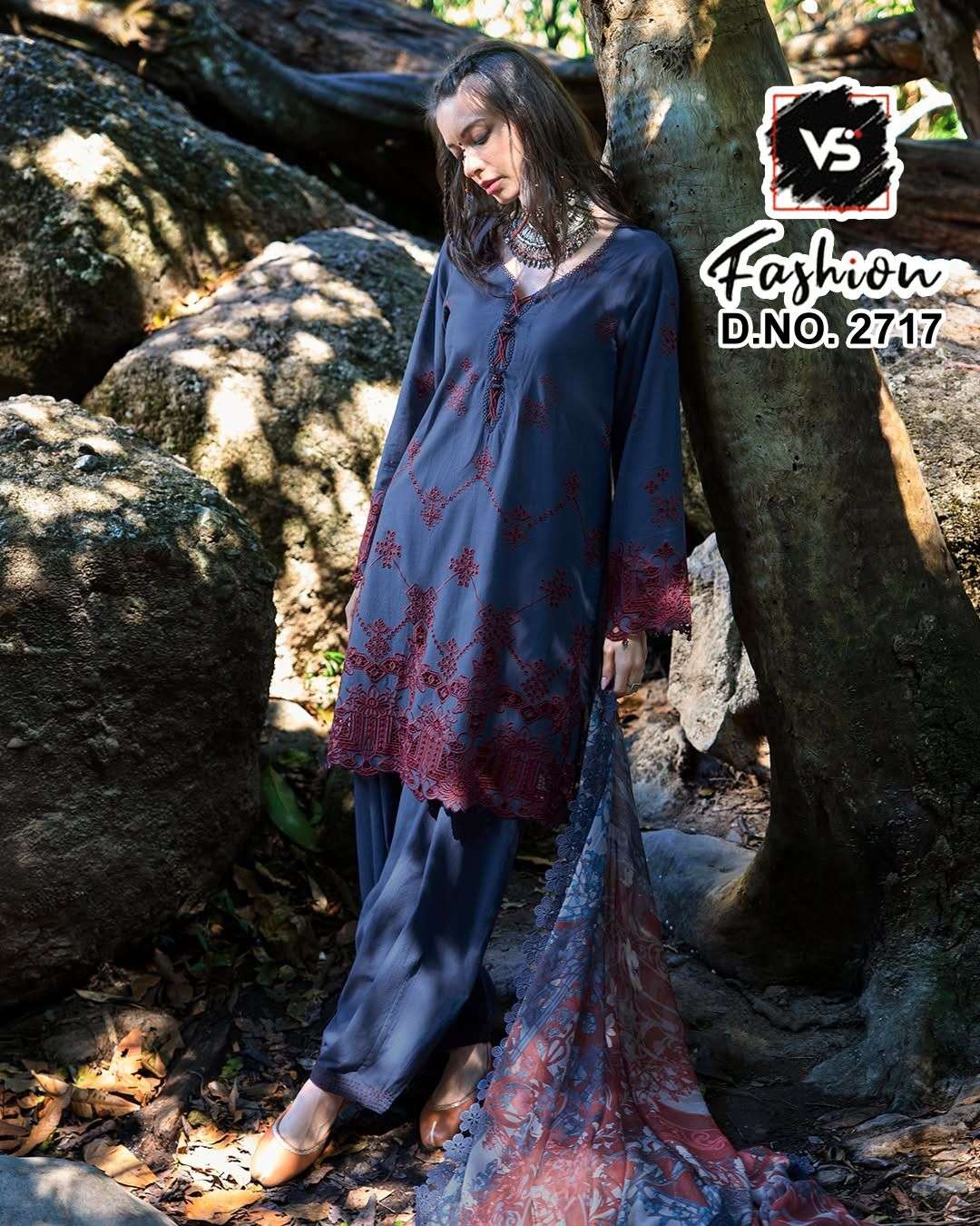 VS.FASHION 2717 RAYON SATIN WITH EMBROIDERY PAKISTANI DRESSES - 00312