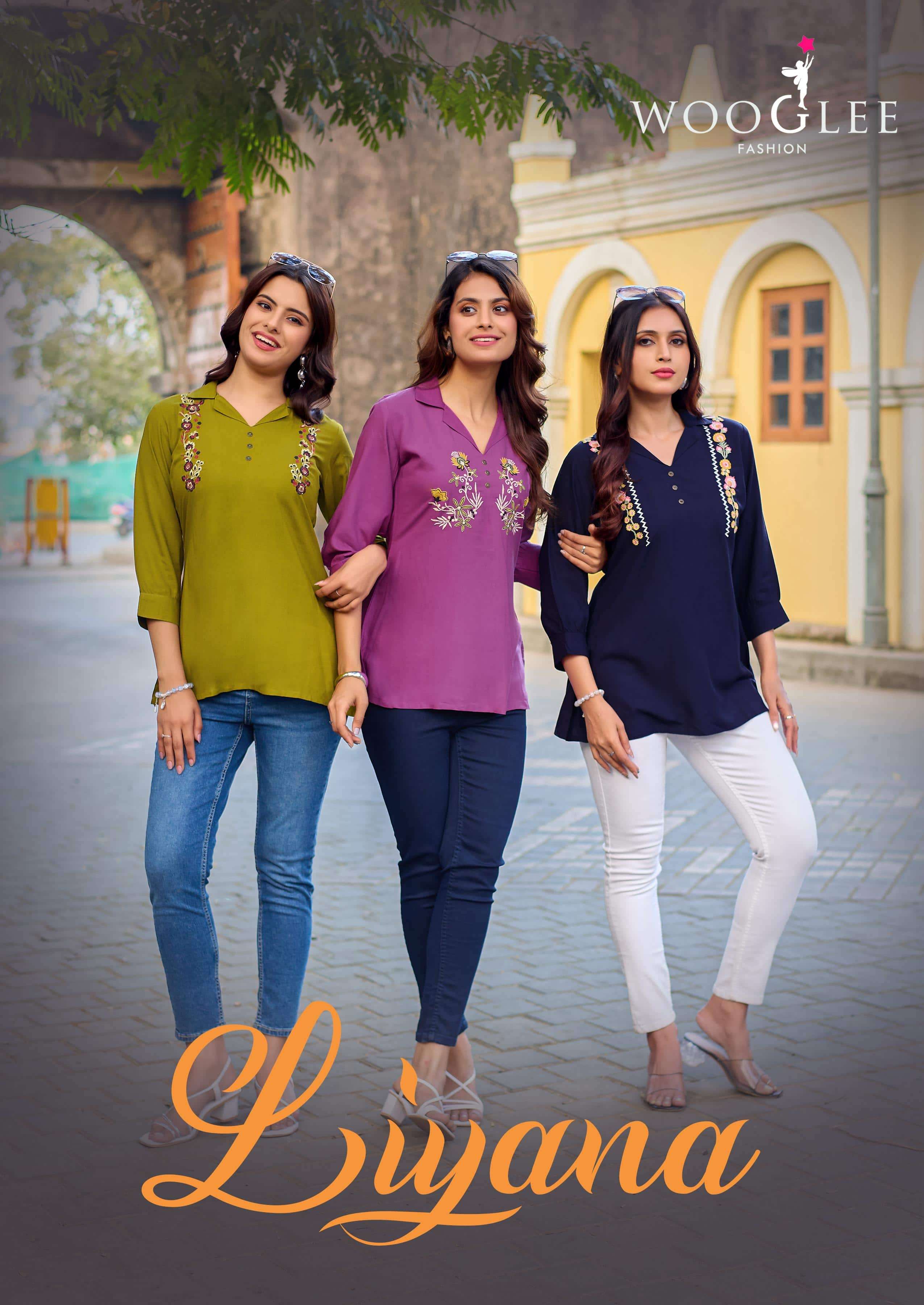 WOOGLEE LIYANA 4001 TO 4006 SERIES PURE RAYON WORKS TUNICS-00014