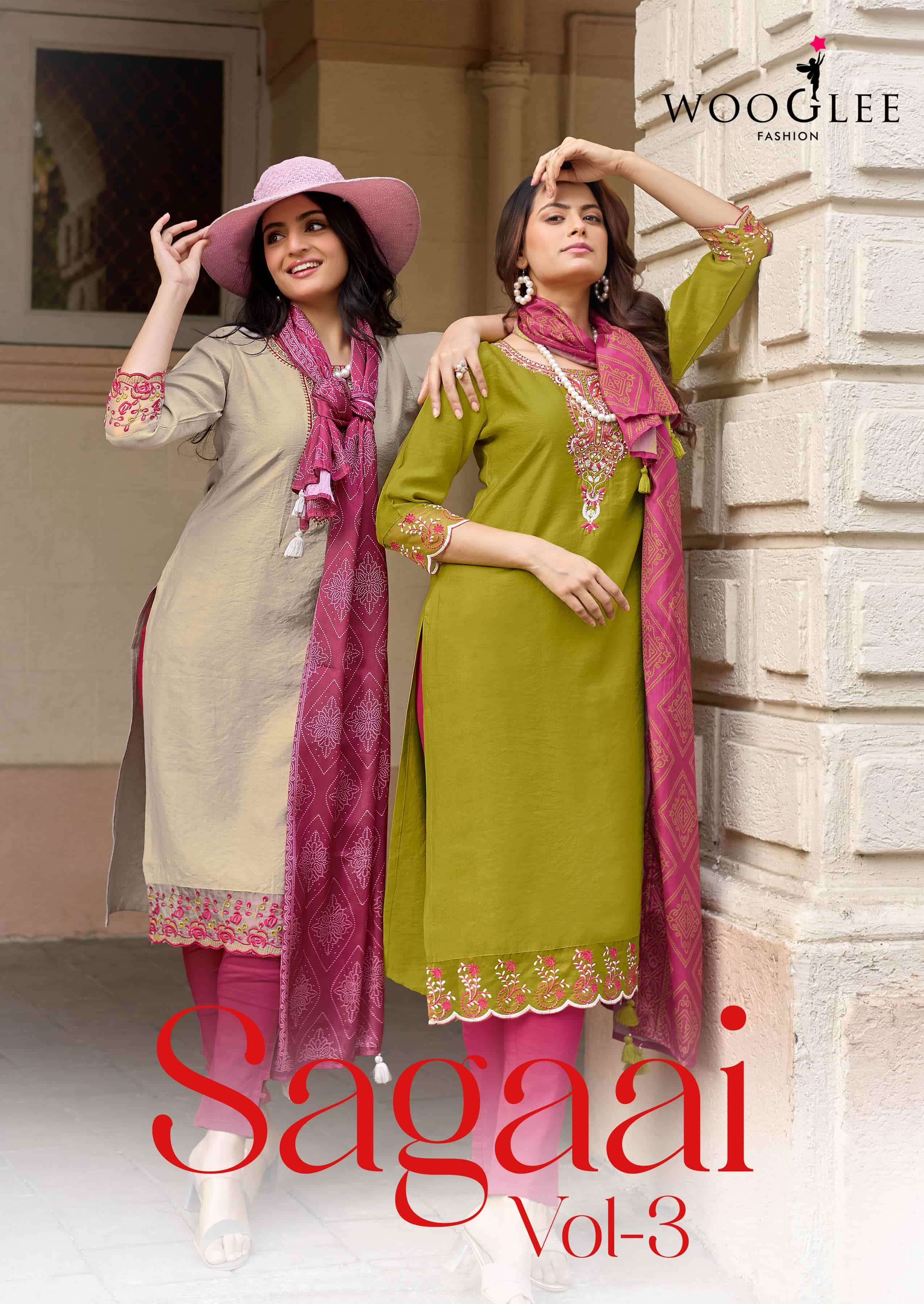 WOOGLEE SAGAAI VOL-03 4007 TO 4012 SERIES PURE VISCOSE WEAVING DRESSES-00014