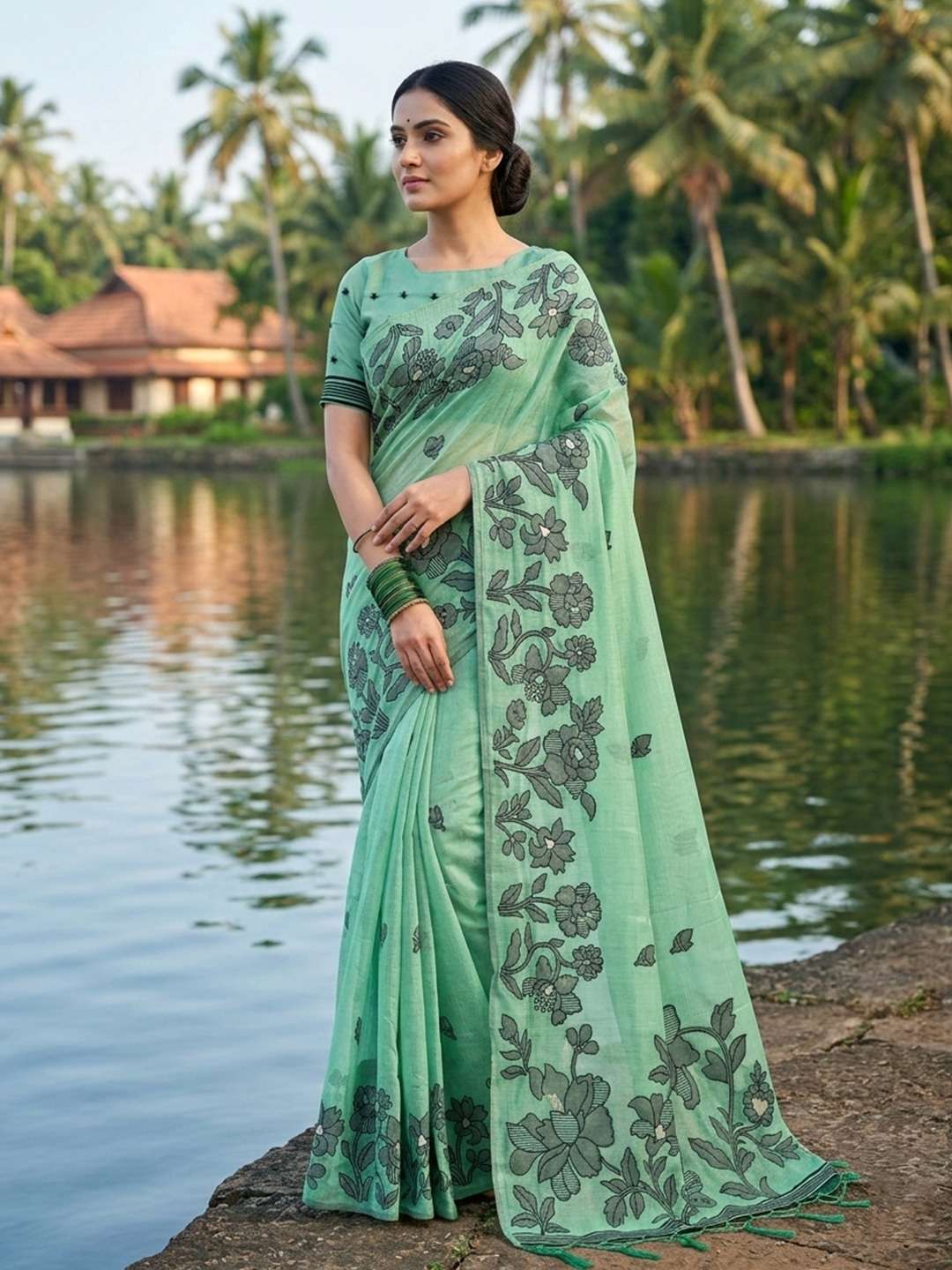 YASHODA BY ASLIWHOLESALE LINEN COTTON PREMIUM PRINTED SAREES-00281