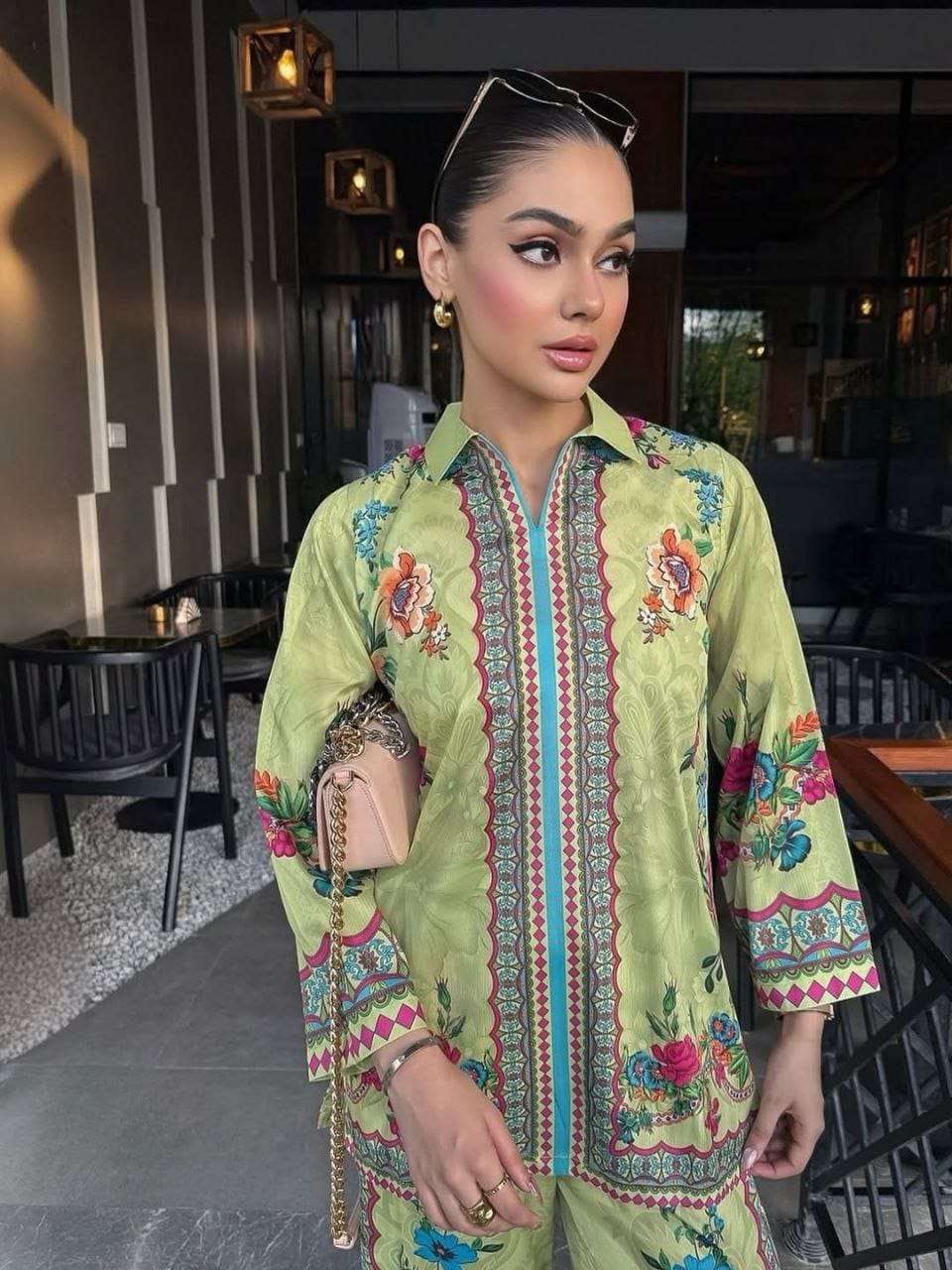 YD-040 BY ASLIWHOLESALE HEAVY COTTON CREPE PRINTED CO-ORD SET - 00104