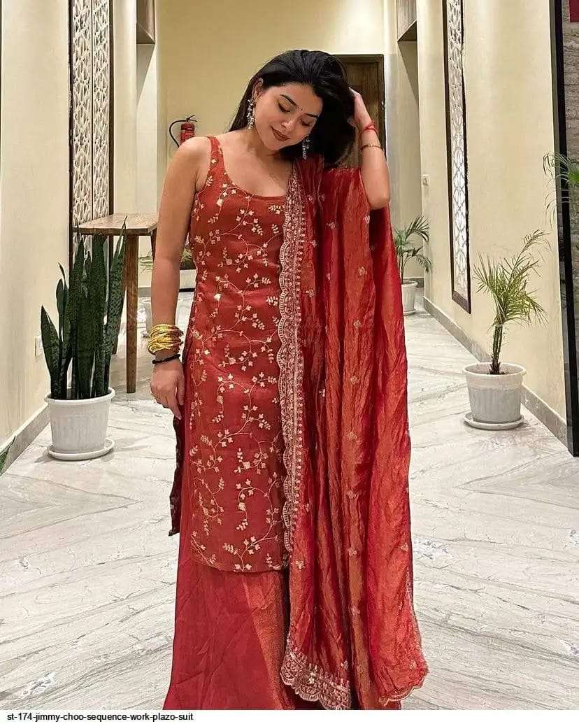 YD- 070 BY ASLIWHOLESALE CHINON WITH EMBROIDERY WORK STITCHED DRESSES - 00104