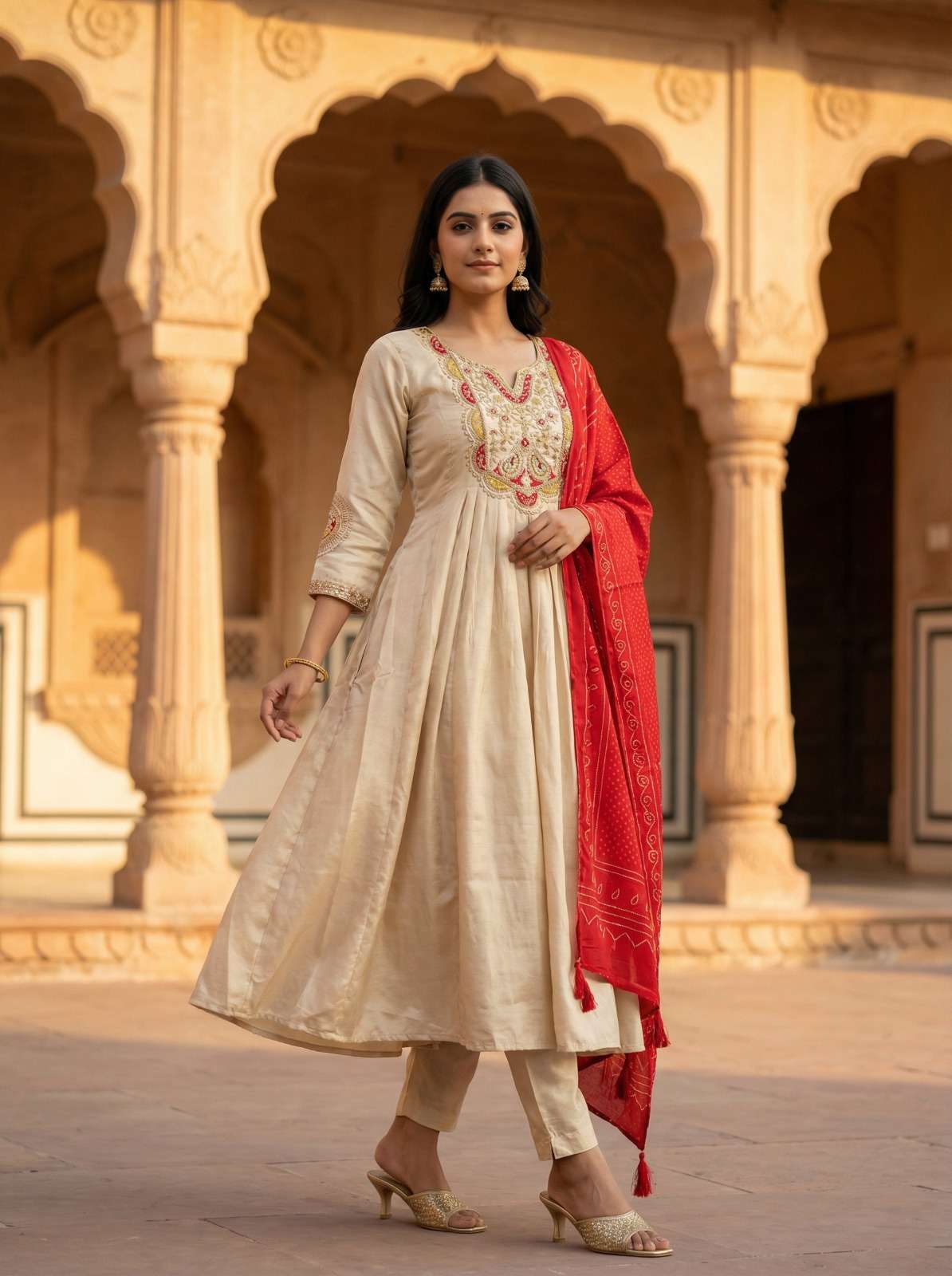 YD-074 BY ASLIWHOLESALE CHINON SILK EMBROIDERY ANARKALI SUIT-00104