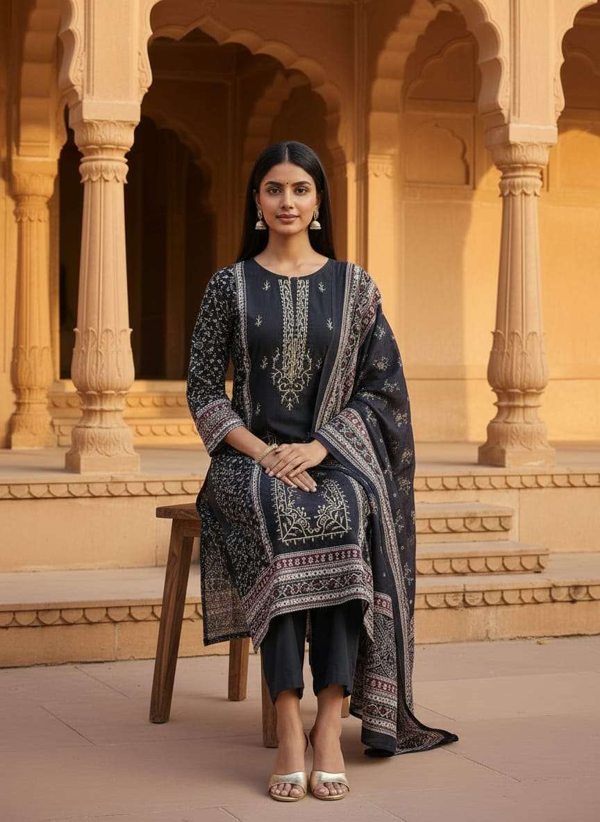 YD- 078 BY ASLIWHOLESALE COTTON PRINTED WITH EMBROIDERY DRESSES-00104