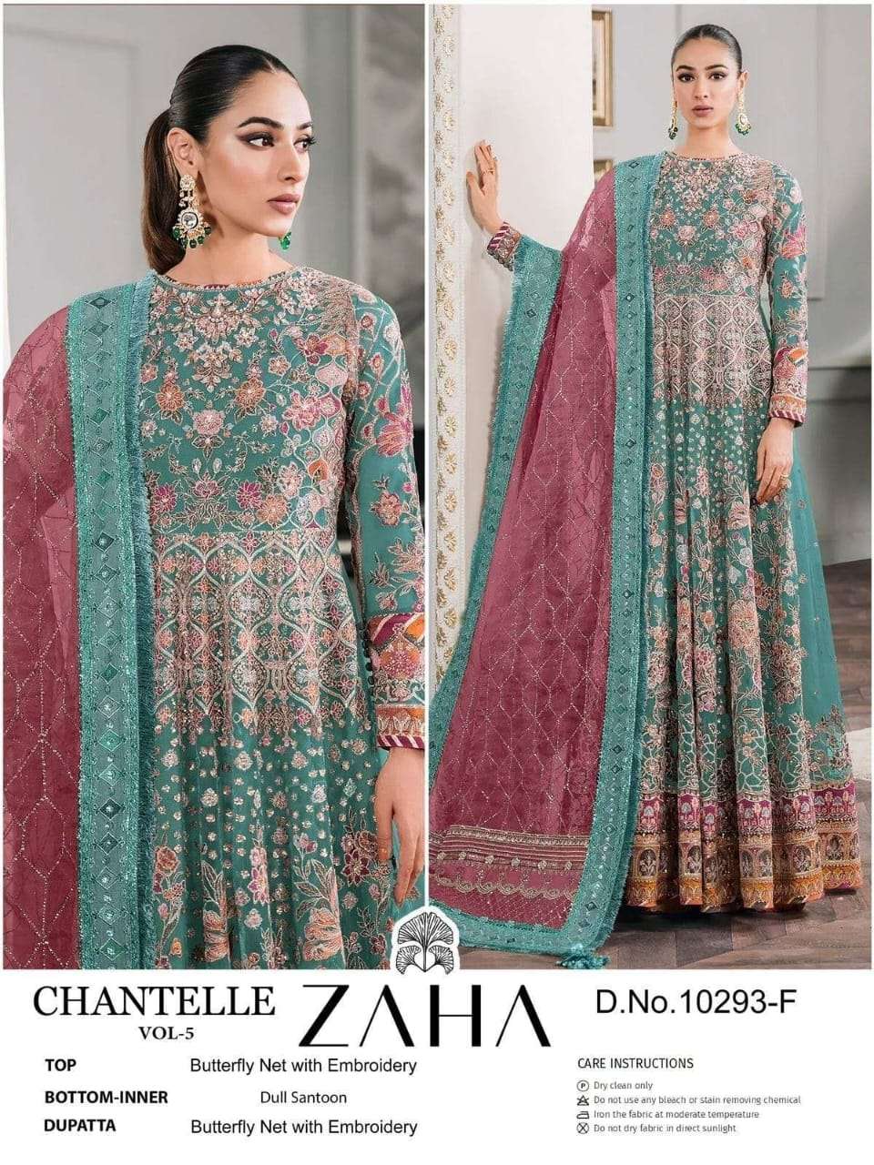 ZAHA 10293 E TO F SERIES PURE NET EMBROIDERY PAKISTANI DRESSES-00062