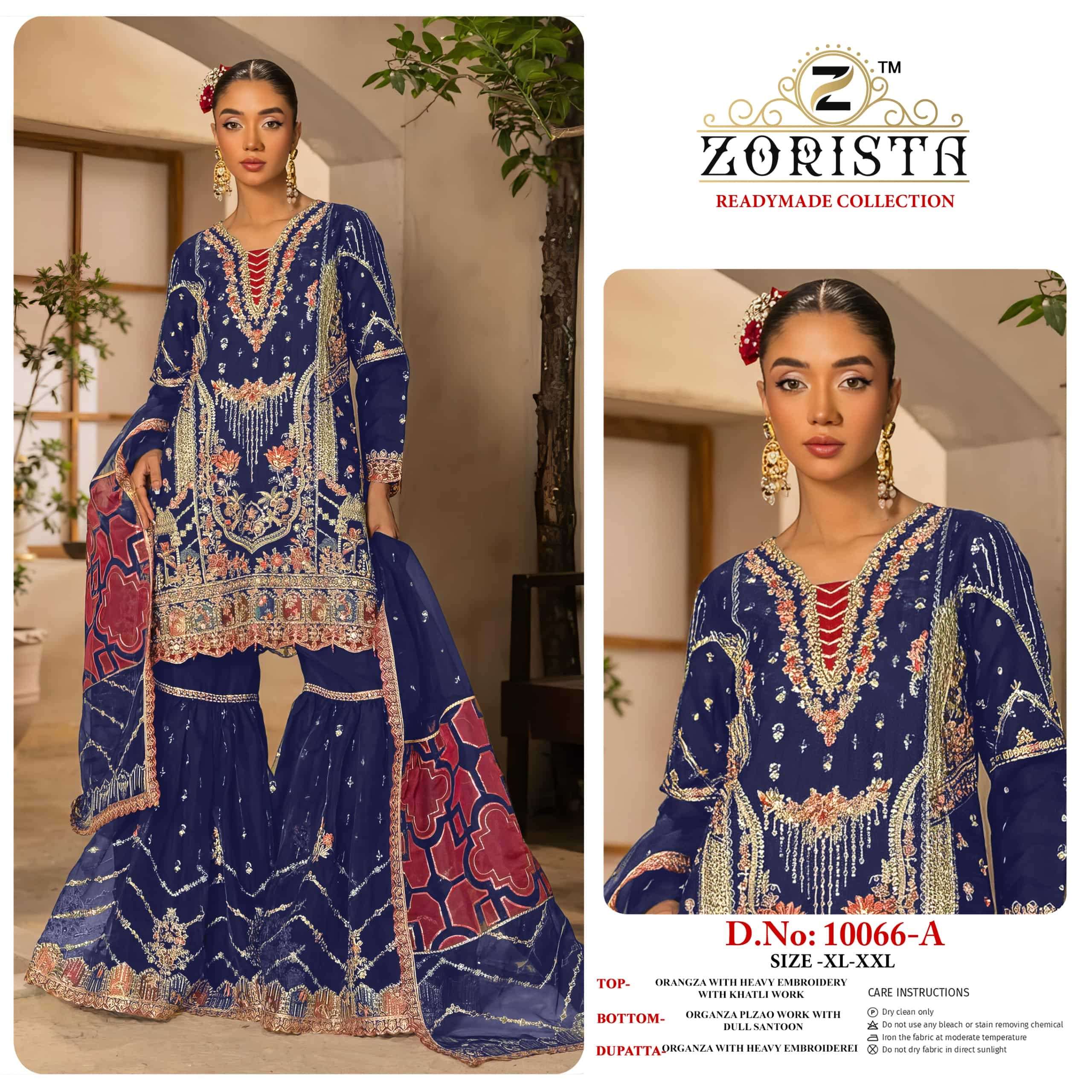 ZORISTA 10066 A TO D SERIES ORGANZA SILK EMBROIDERY STITCHED PAKISTANI SUITS-00201