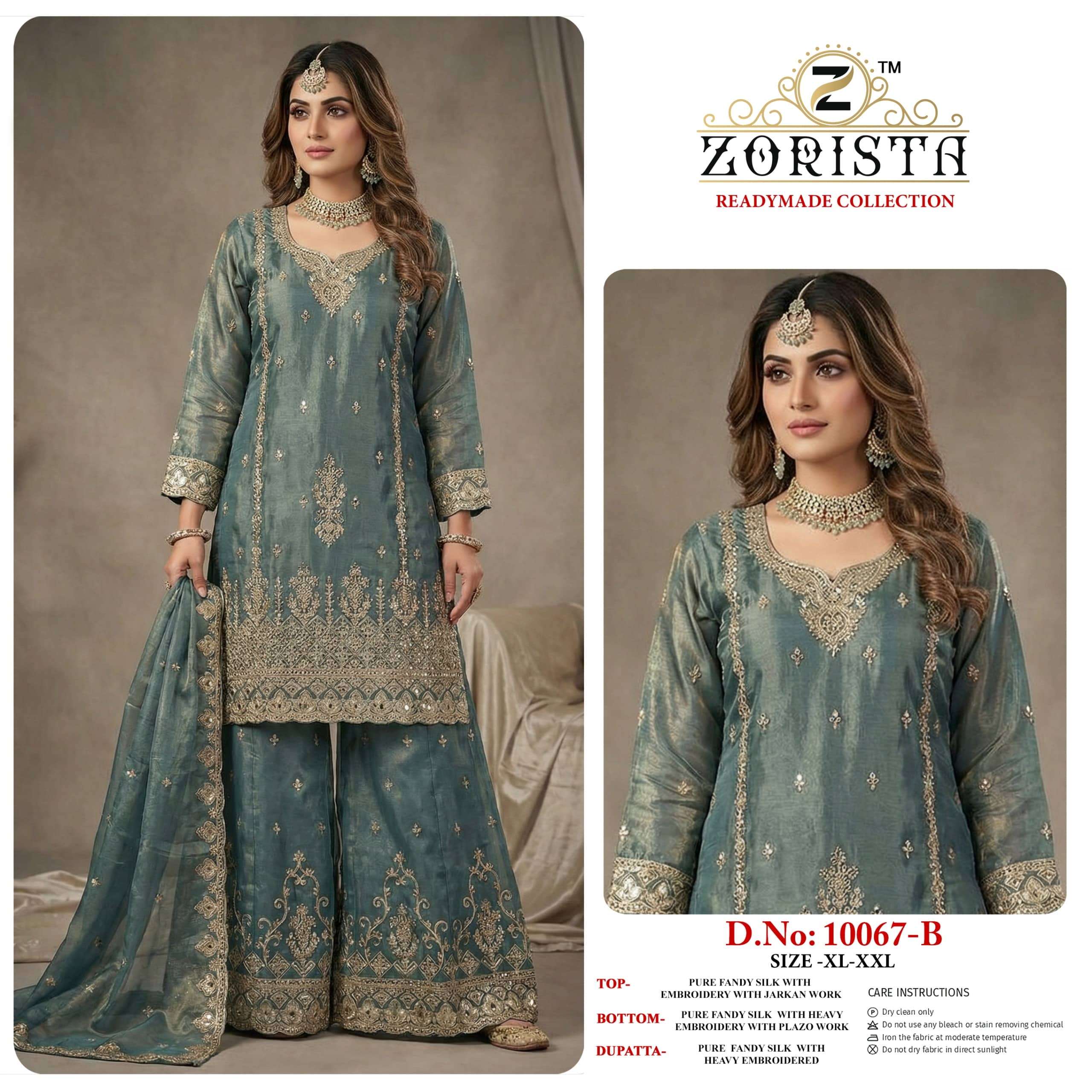 ZORISTA 10067 A TO D SERIES FANDY SILK EMBROIDERY PAKISTANI STITCHED SUITS SET-00201