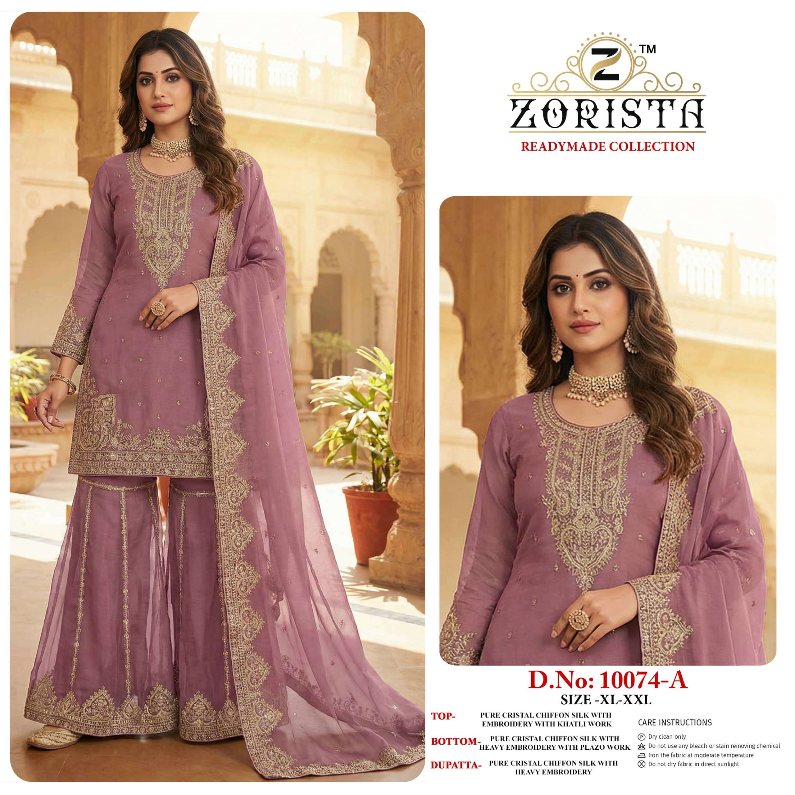 ZORISTA 10074  A TO D SERIES CHIFFON CRYSTAL EMBROIDERY PAKISTANI DRESSES-00201