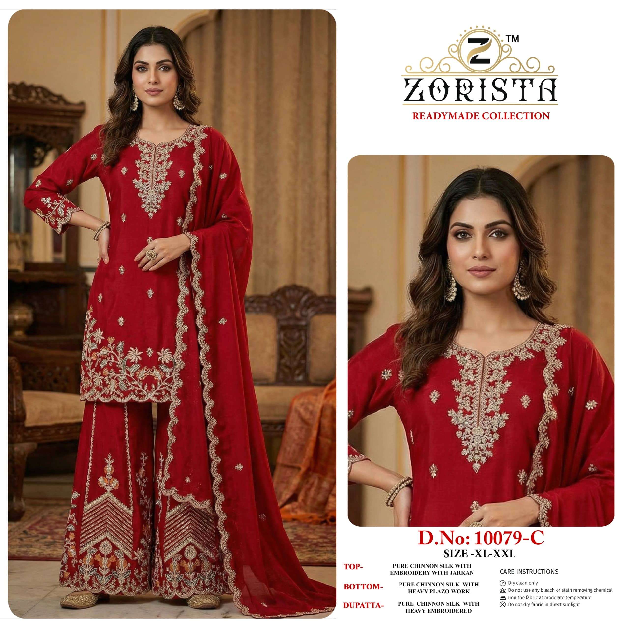 ZORISTA 10079 A TO D SERIES CHINON SILK EMBROIDERY PAKISTANI SUITS SET-00201