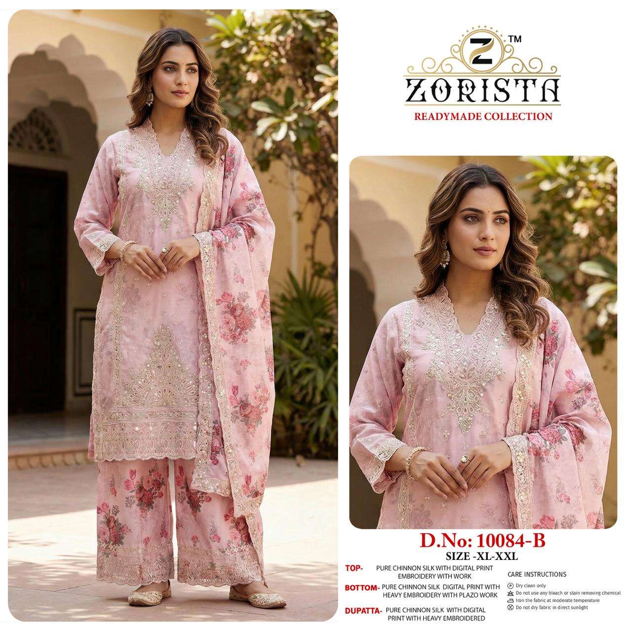 ZORISTA 10084 A TO D SERIES CHINON SILK EMBROIDERY PAKISTANI STITCHED SUIT SET-00201