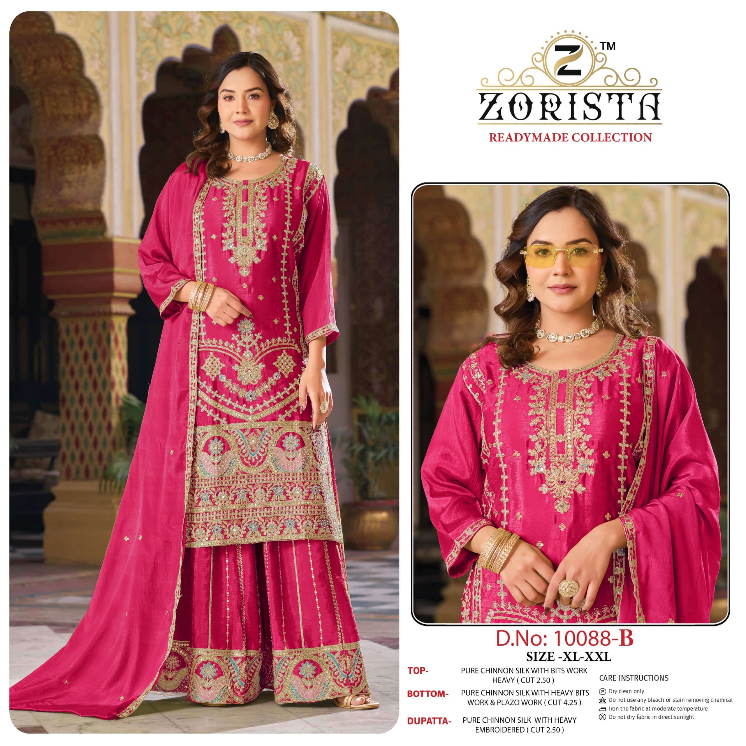 ZORISTA 10088 A TO D SERIES CHINON SILK PREMIUM EMBROIDERY PAKISTANI SUIT SET-00201