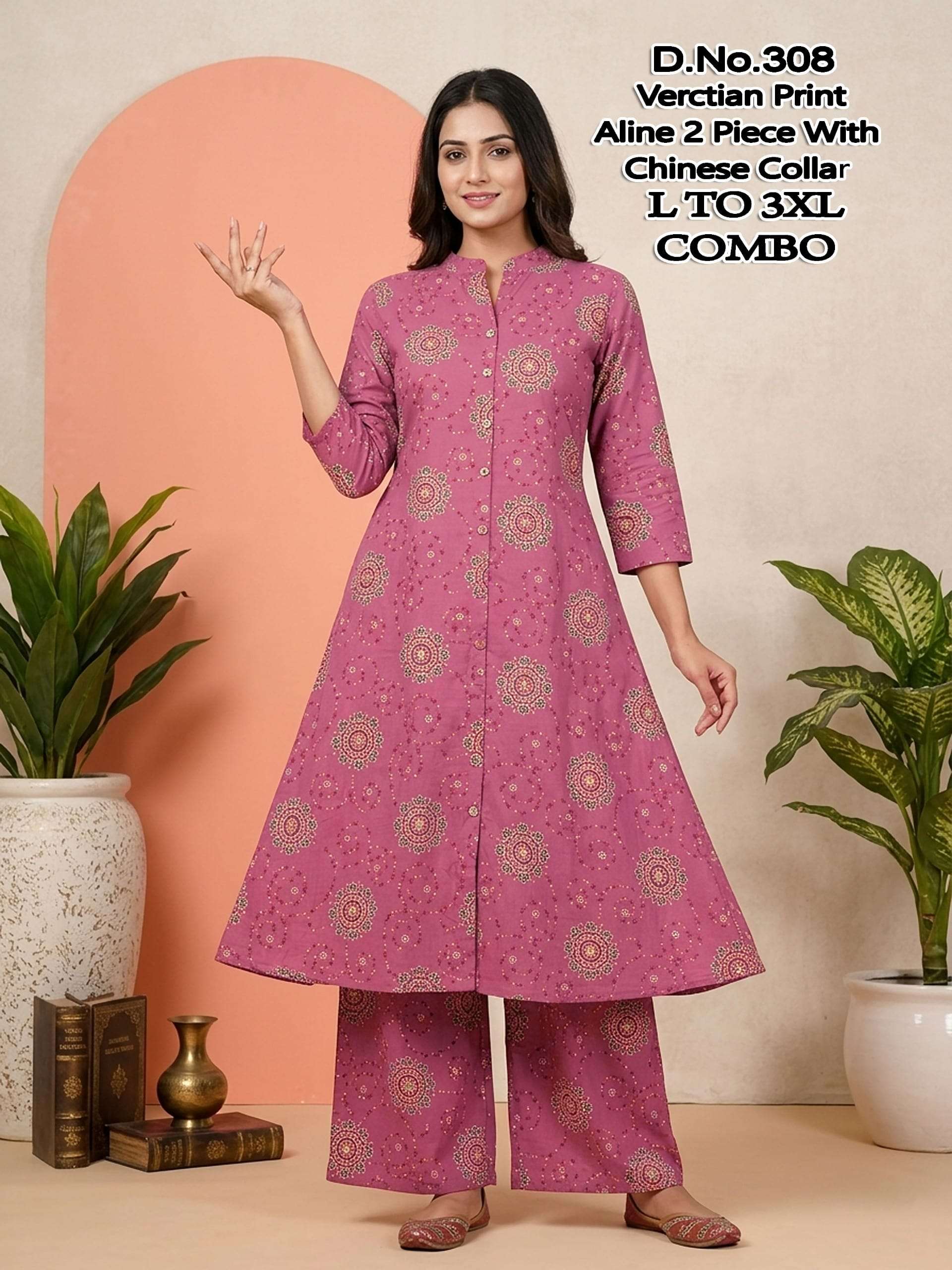 101 SERIES BY ASLIWHOLESALE VATICAN SILK A-LINE KURTI WITH PLAZZO - 00320
