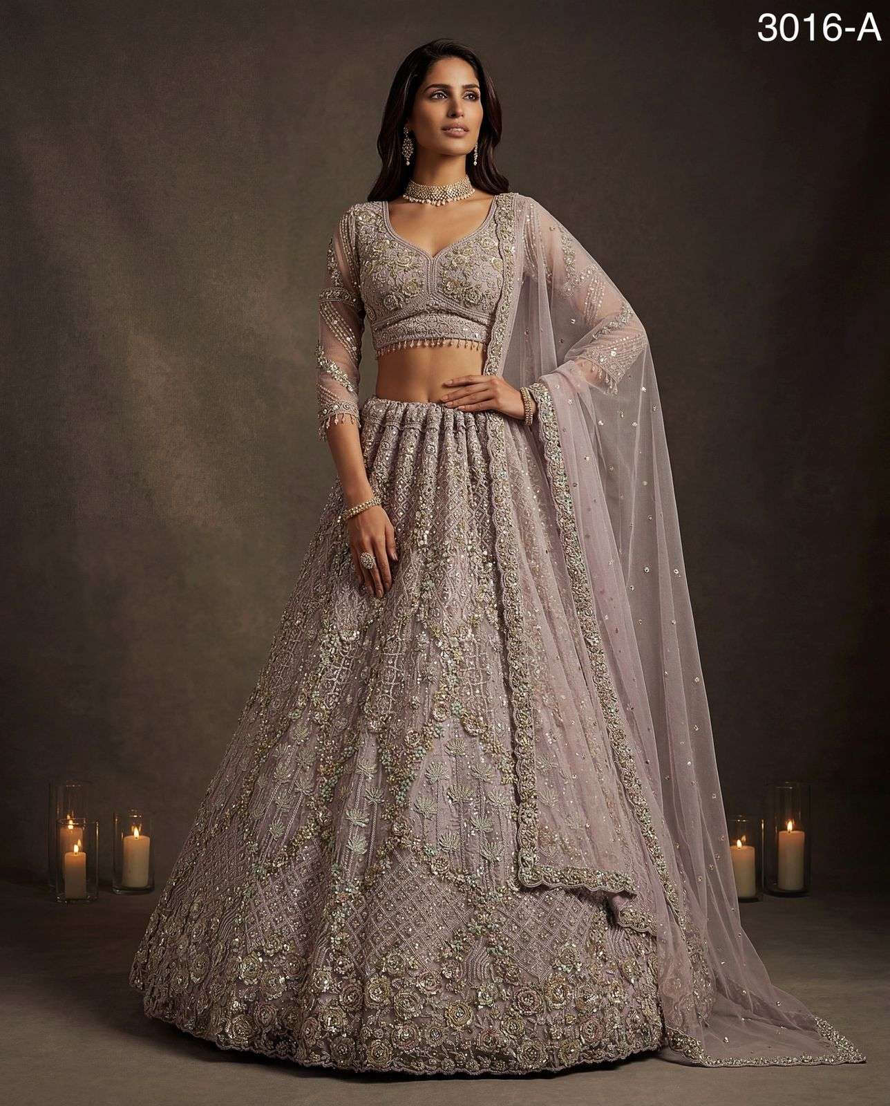 3016 HIT COLOUR BY ASLIWHOLESALE NET HEAVY EMBROIDERY LEHENGAS-00130