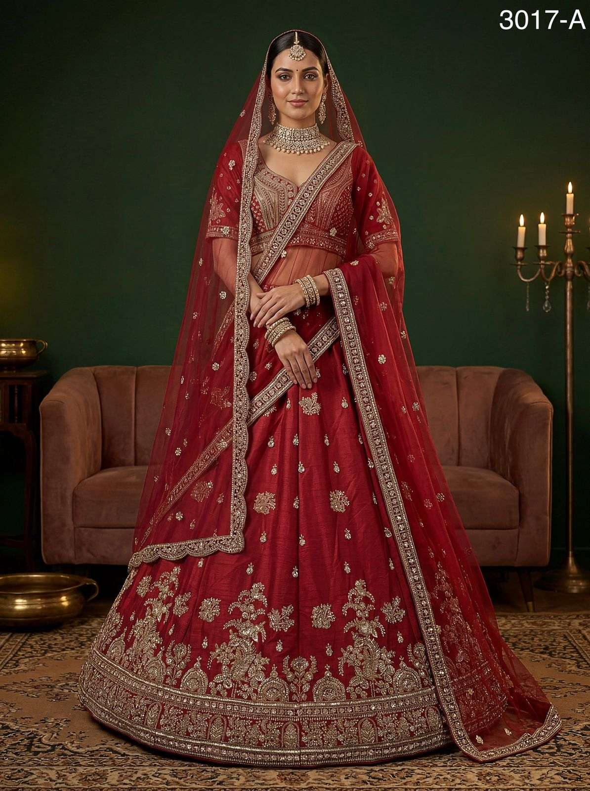 3017 HIT COLOUR BY ASLIWHOLESALE GADHWAL SILK EMBROIDERY SEMI-STITCHED LEHENGAS-00130