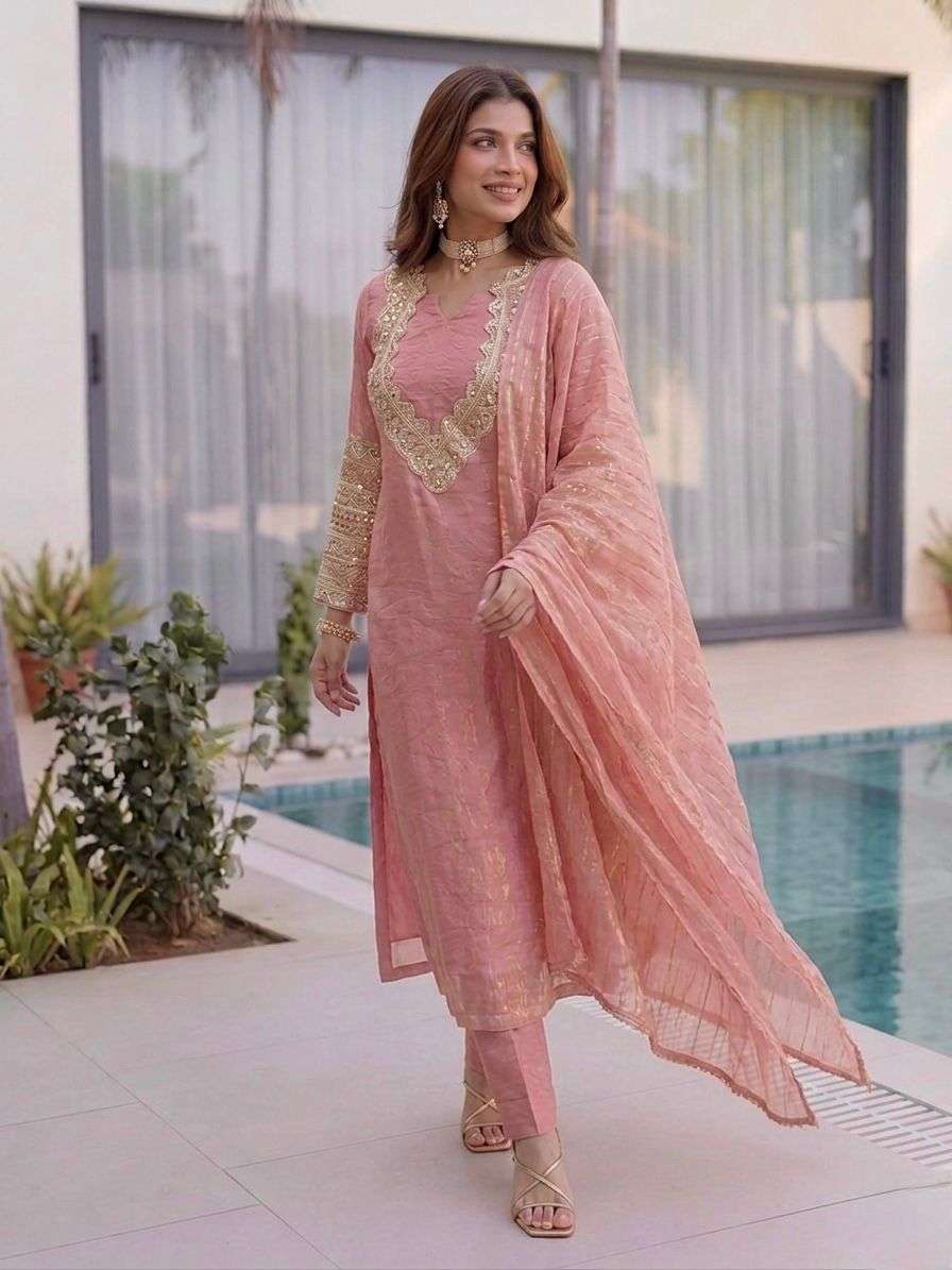 5346 HIT COLOUR BY ASLIWHOLESALE FENDY SILK EMBROIDERY SEQUNCE WORK DRESSES - 00262