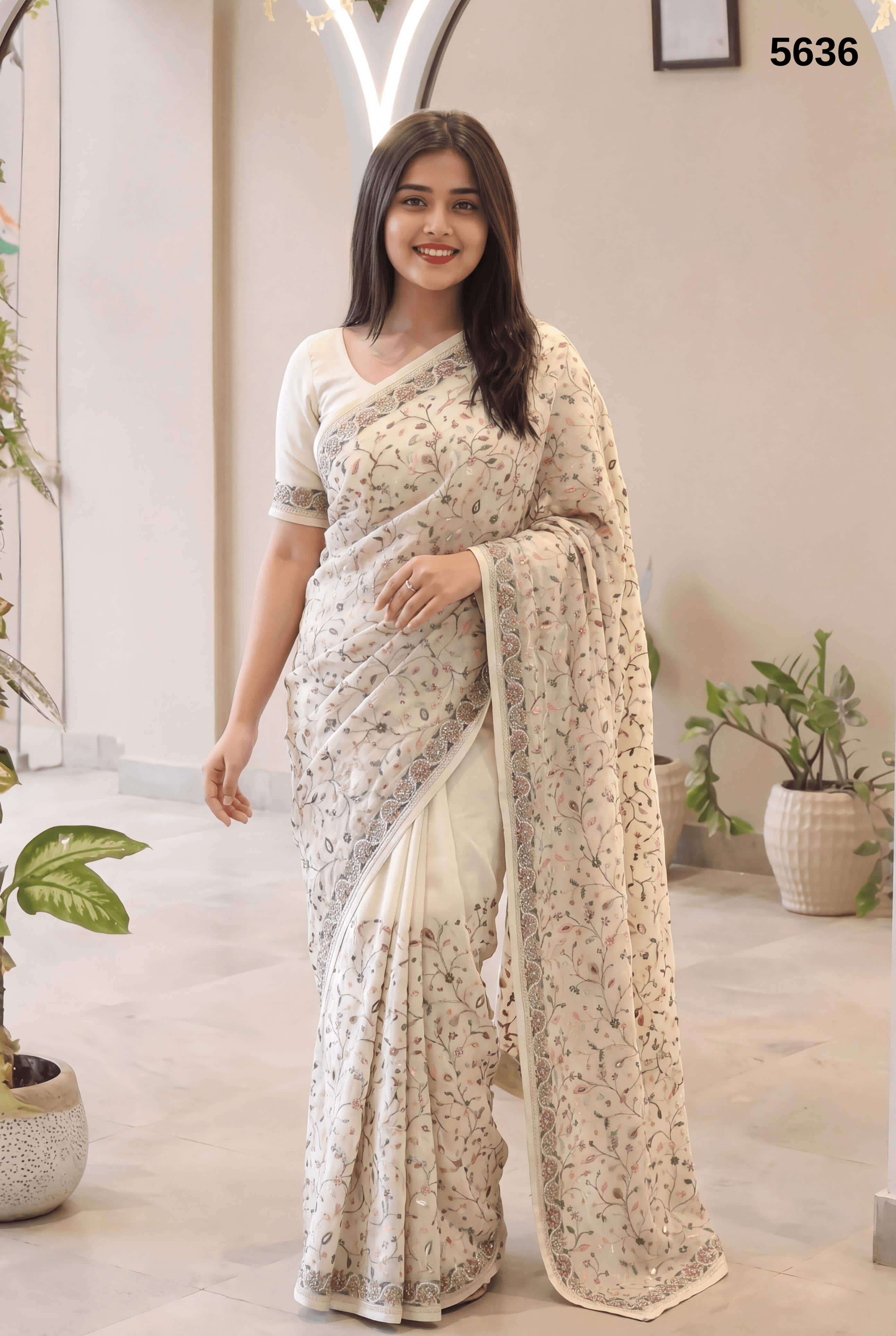 5636 COLOUR BY ASLIWHOLESALE SILK MULTI THREAD WORK SAREES - 00103