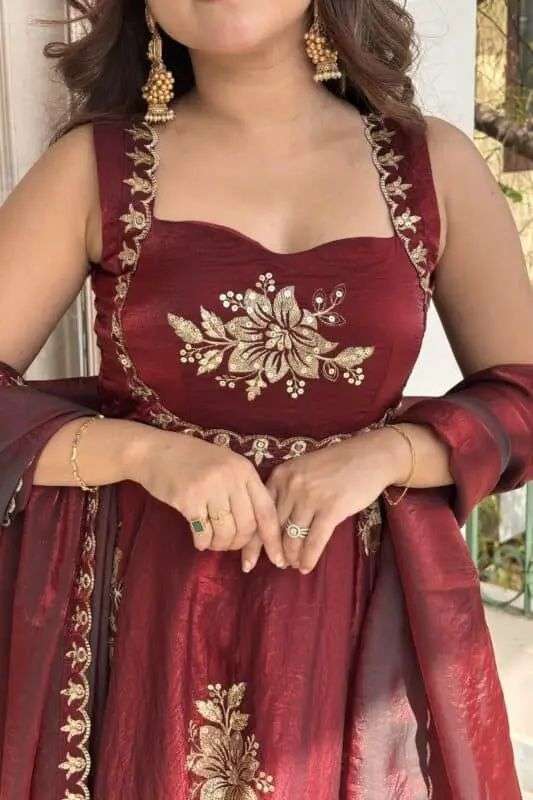 6011 HIT COLOUR BY ASLIWHOLESALE FENDY SILK STITCHED DRESSES - 00242