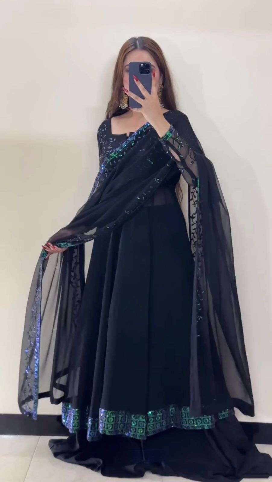 6012 HIT COLOUR BY ASLIWHOLESALE FAUX GEORGETTE THREAD WITH SEQUNCE WORK DRESSES - 00242