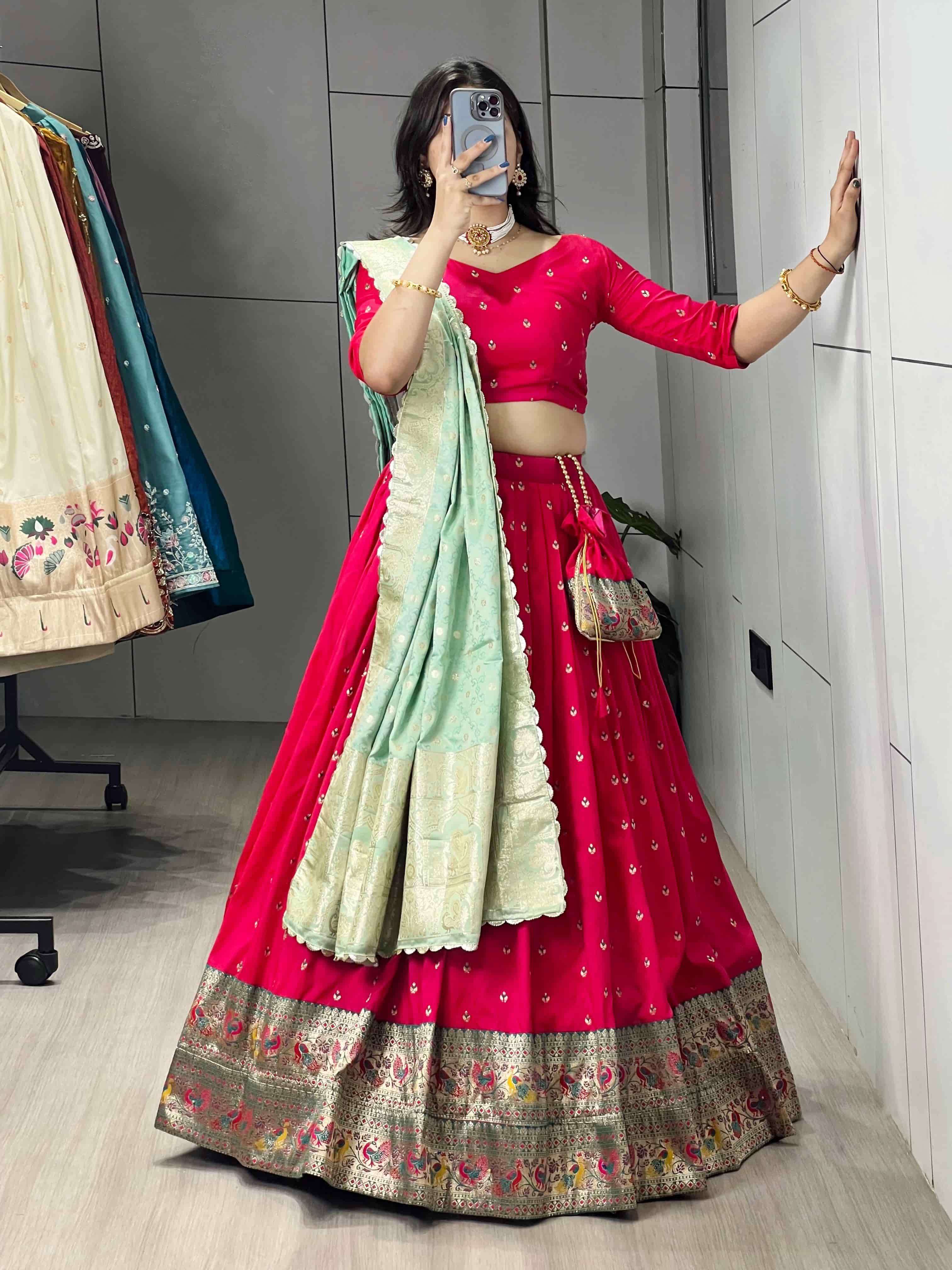 8144 COLOUR BY ASLIWHOLESALE PAITHANI SILK PRINTED PREMIUM SEMI-STITCHED LEHENGAS-00135