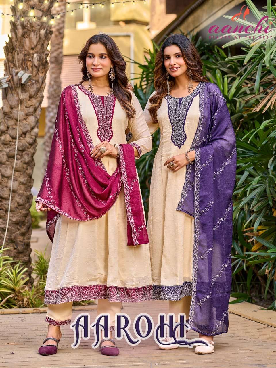 AANCHI AAROHI NX CRUSH RANGOLI EMBROIDERY STITCHED ANARKALI SUIT-00286
