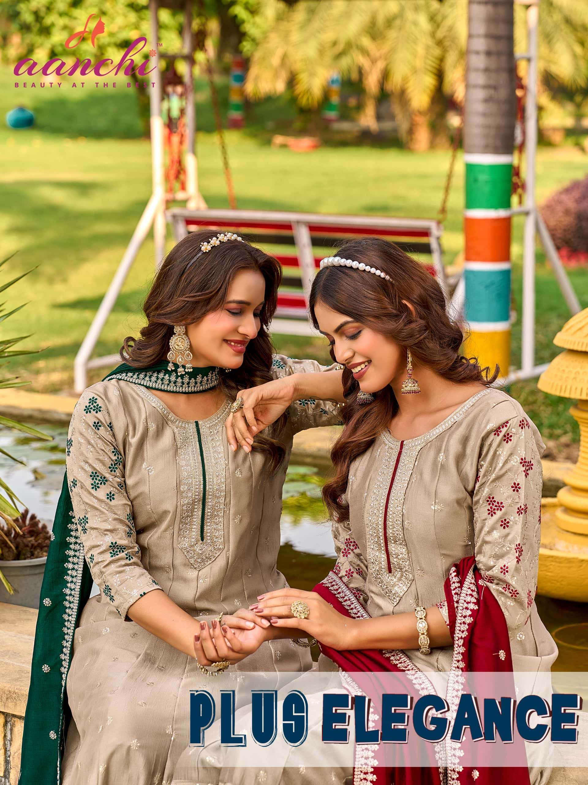 AANCHI PLUS ELEGANCE VICHITRA SILK EMBROIDERY STITCHED SUIT-00286