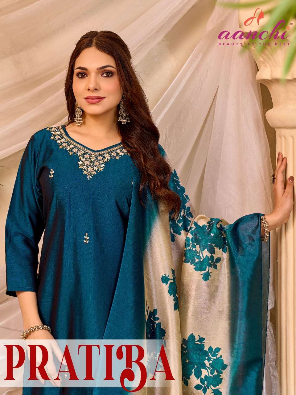 AANCHI PRATIBA RANGILA SILK EMBROIDERY STITCHED DRESSES-00286