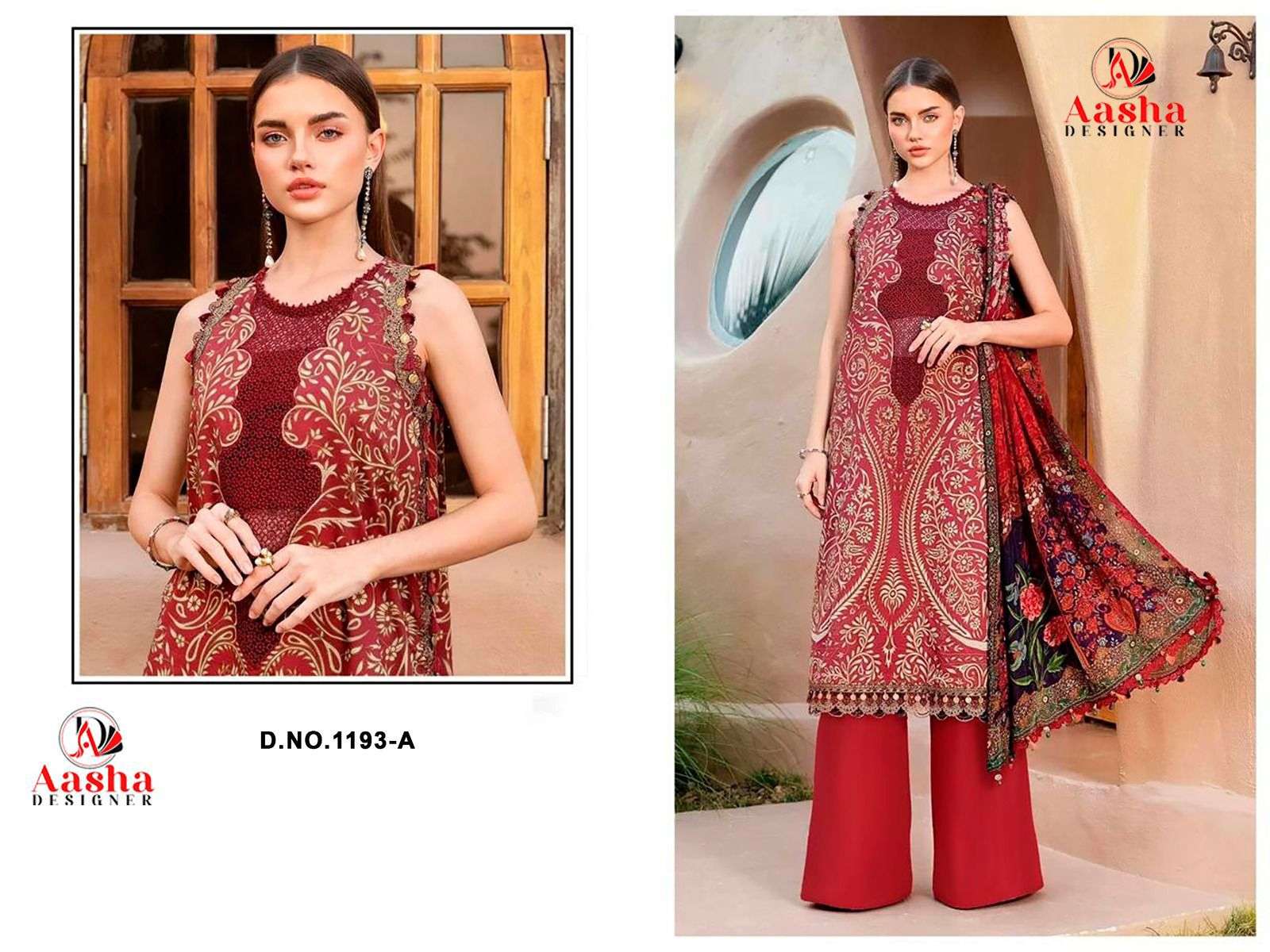 AASHA 1193 A TO B SERIES COTTON EMBROIDERY PAKISTANI DRESSES-00062