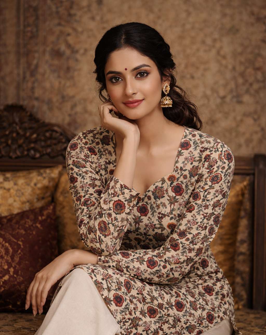 AAWIYA RJ-17 MUSLIN PREMIUM PRINTED SHORT STITCHED KURTIS-00060