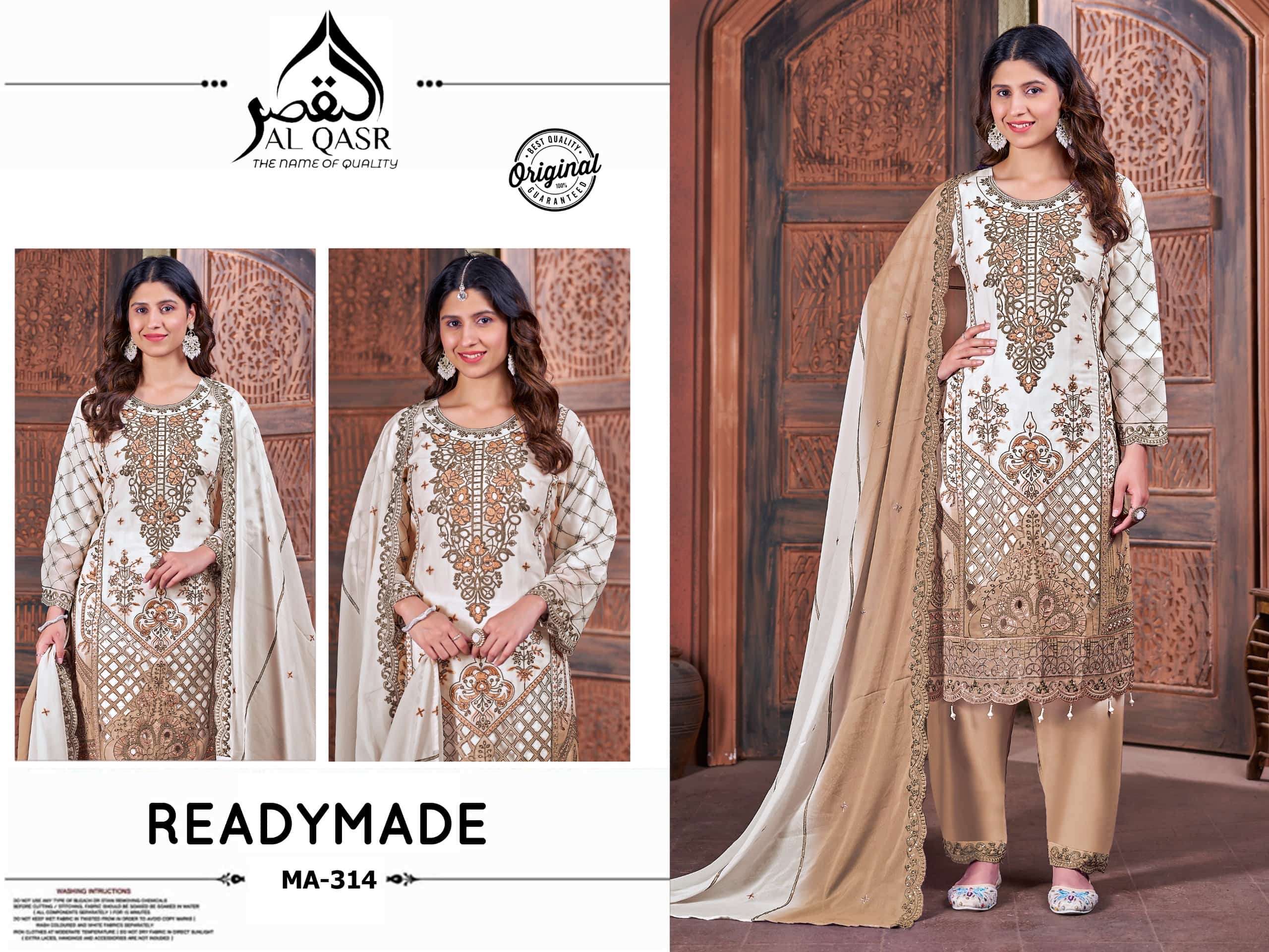 AL-QASR MA-314 NX HEAVY SILK EMBROIDERY STITCHED DRESSES - 00245