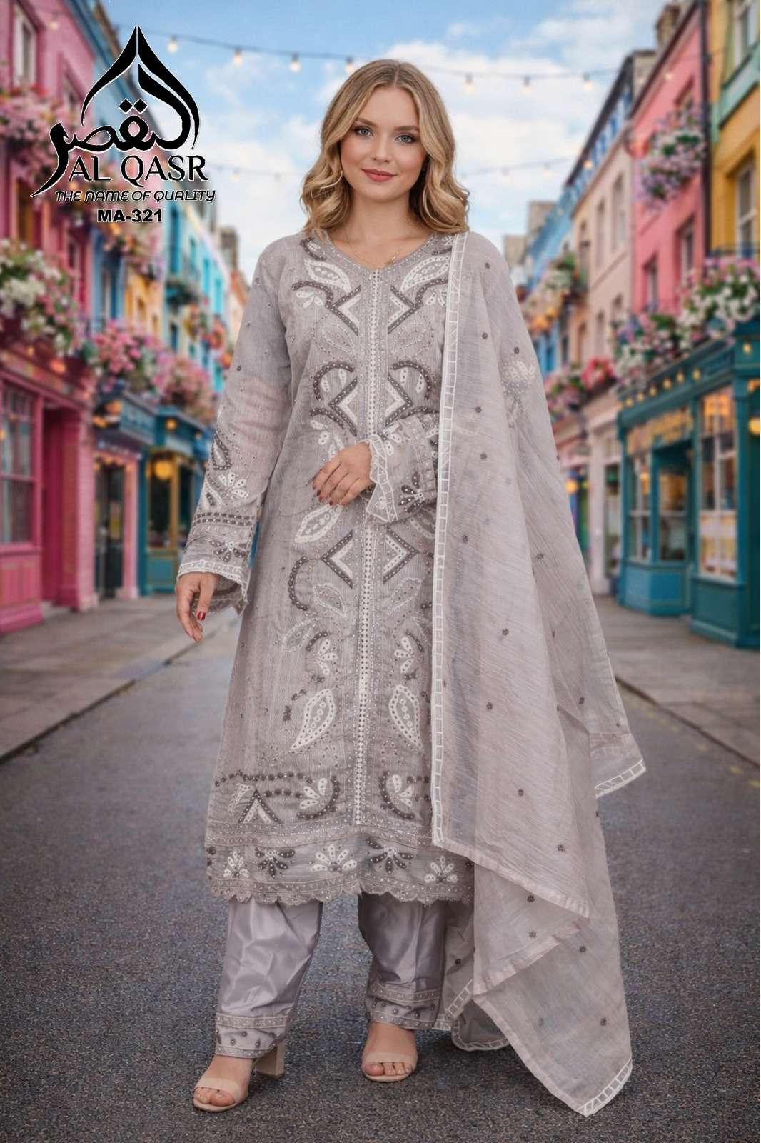AL-QASR MA-321 VISCOSE EMBROIDERY STITCHED PAKISTANI DRESSES-00245