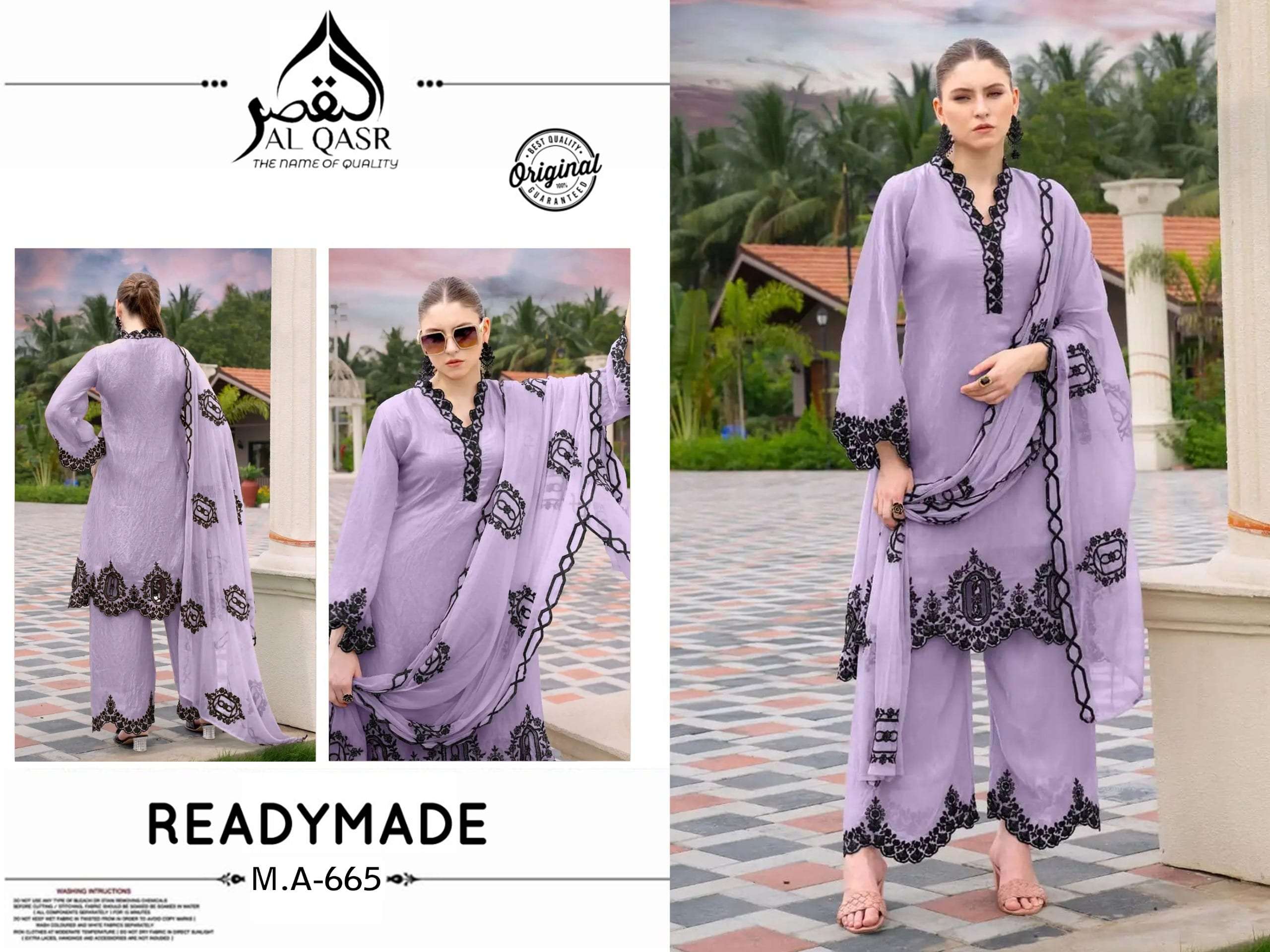 AL-QASR MA-665 CHINON PAKISTANI EMBROIDERY STITCHED DRESSES-00245